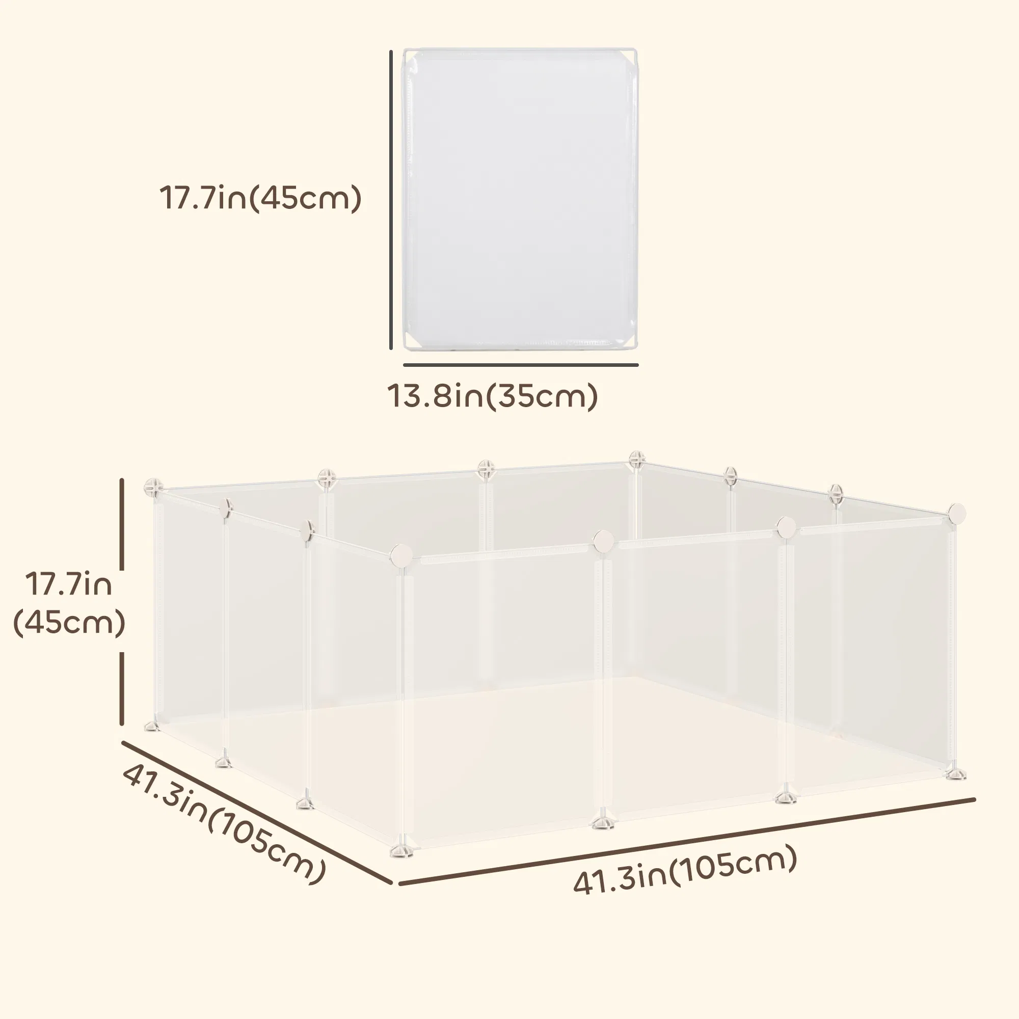 Small Animal Cage Plastic Chinchilla Cage 12 Panels for Bunny Chinchilla Guinea Pig, 18" x 14", White photo 3