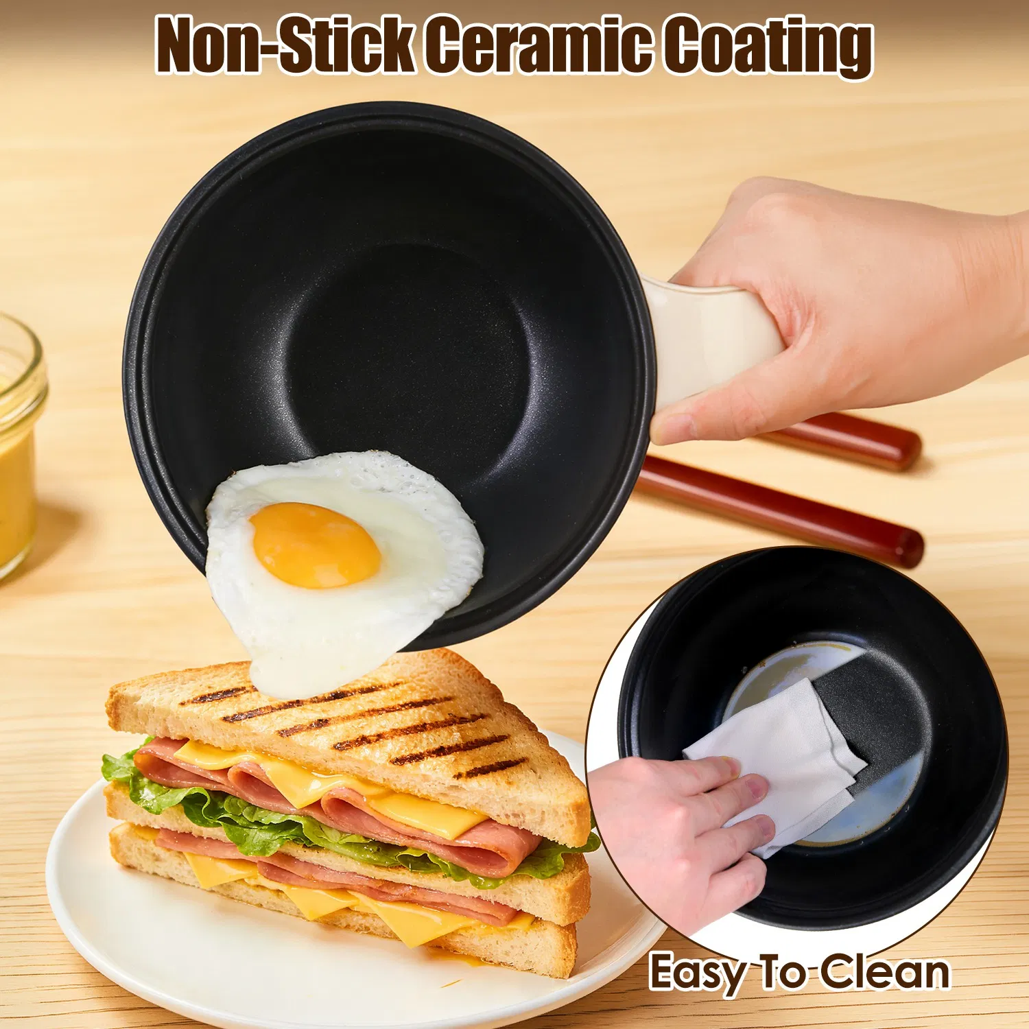 Electric Hot Pot with Steamer 1.8L Mini Portable Hot Pot with 300W 600W Dual Power for Egg Fried Rice Ramen Oatmeal Soup Overheat Protection for College Dorm Room Essential photo 8