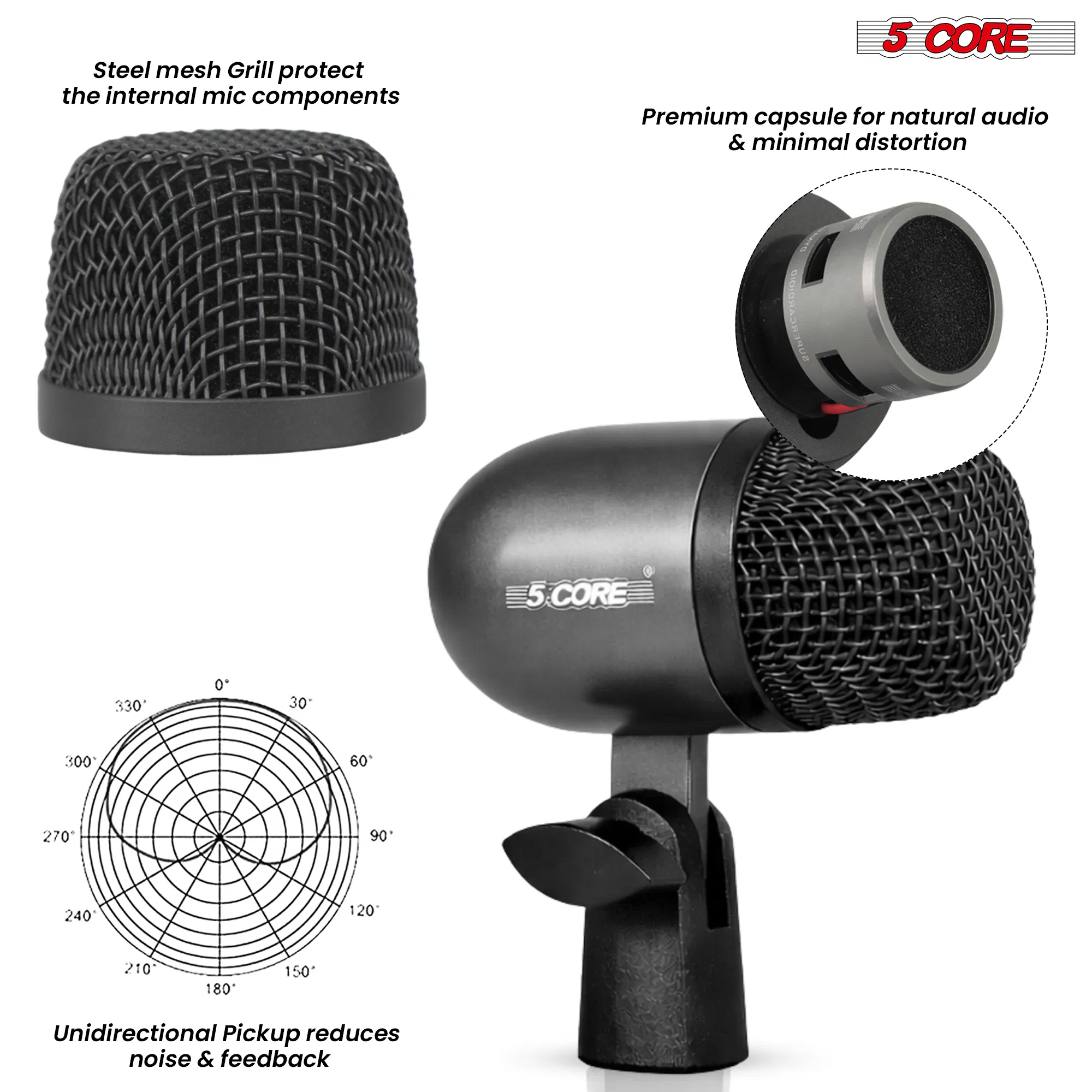 5 Core Tabla Mic Indian Instrument Microphone Set for Bayan & Dayan Dholak photo 6