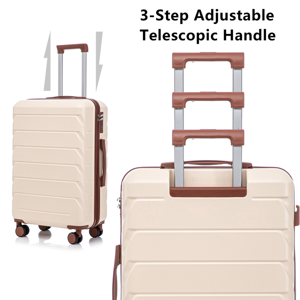 3 in 1 ABS&PC Trolley Box 20in 24in 28in Trolley Box Iron Tie Rod ABSPC Alloy Beige photo 3