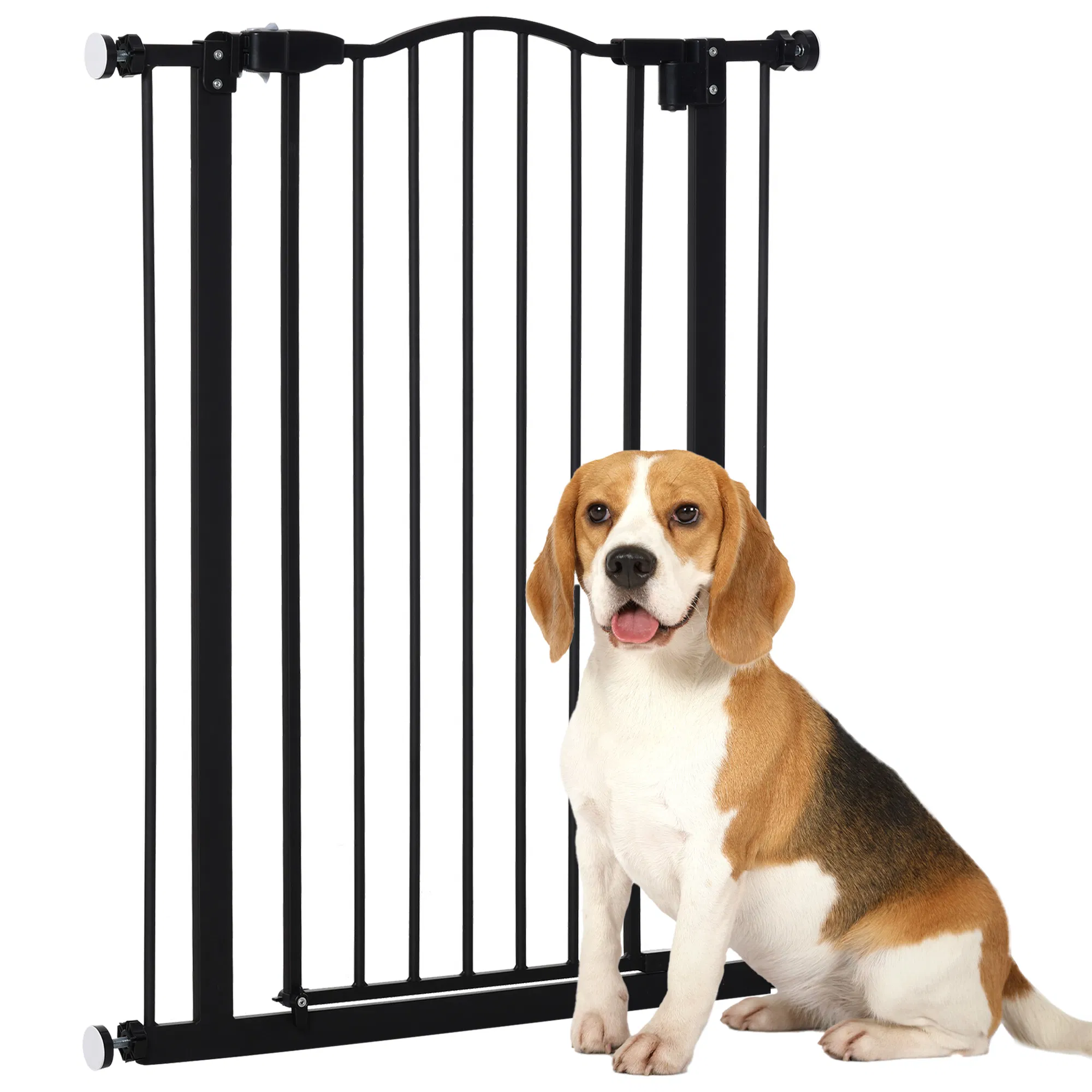 Extra Tall Dog Gate with Door, Pressure Fit, Auto Close, Double Locking for Doorways Hallways Stairs, 29"-32", Black photo 1
