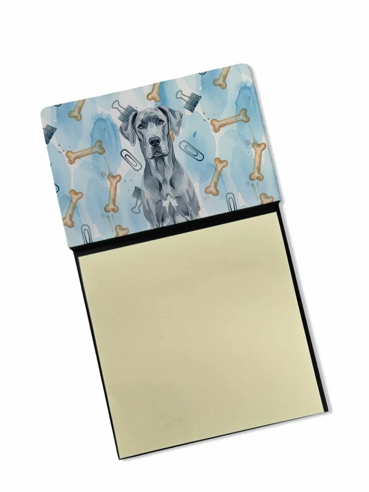 Blue Great Dane Coworker Watercolor Sticky Note Holder Refillable Dispenser Desk Accessory 3x3 Pad Gift photo 8