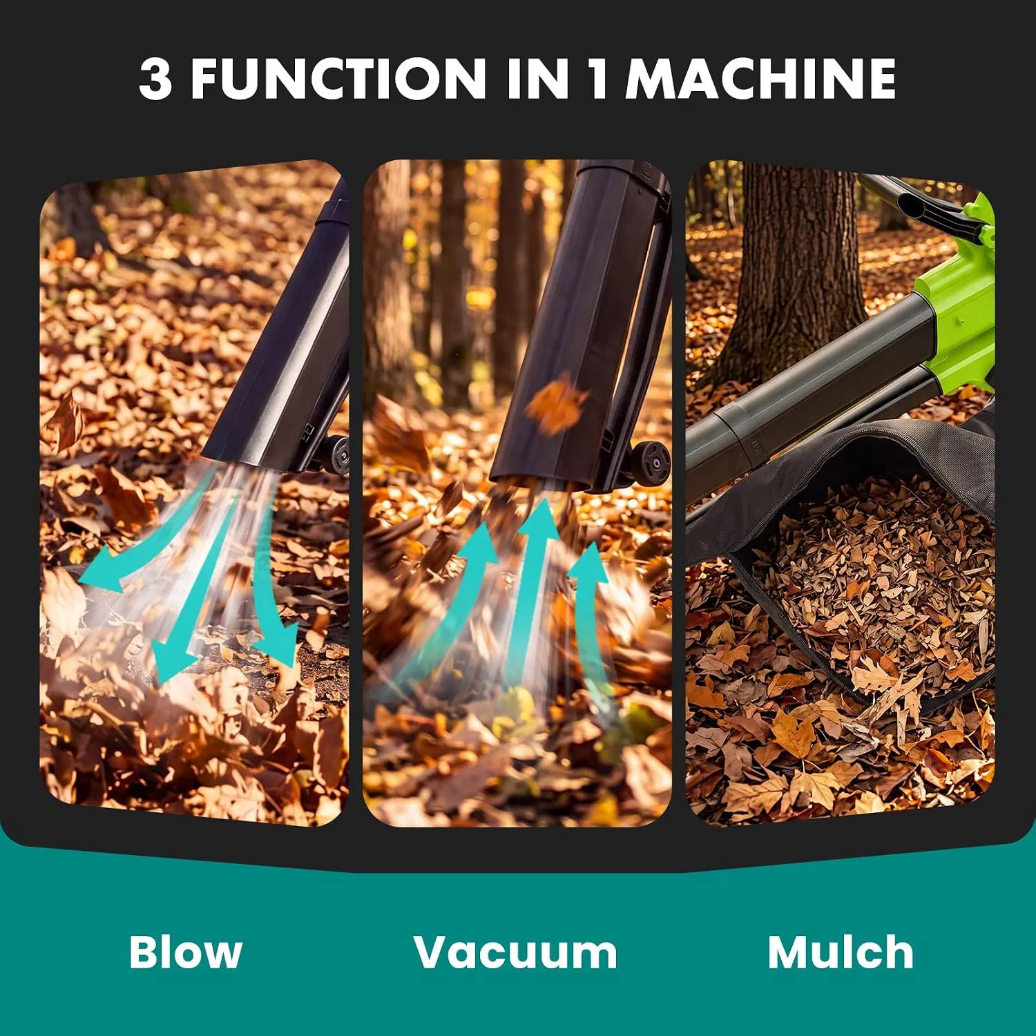 3-in-1 Corded Leaf Blower, Vacuum And Mulcher, 500 CFM 167 MPH Electric Yard Cleaner with 10.57gal Collection Bag photo 8