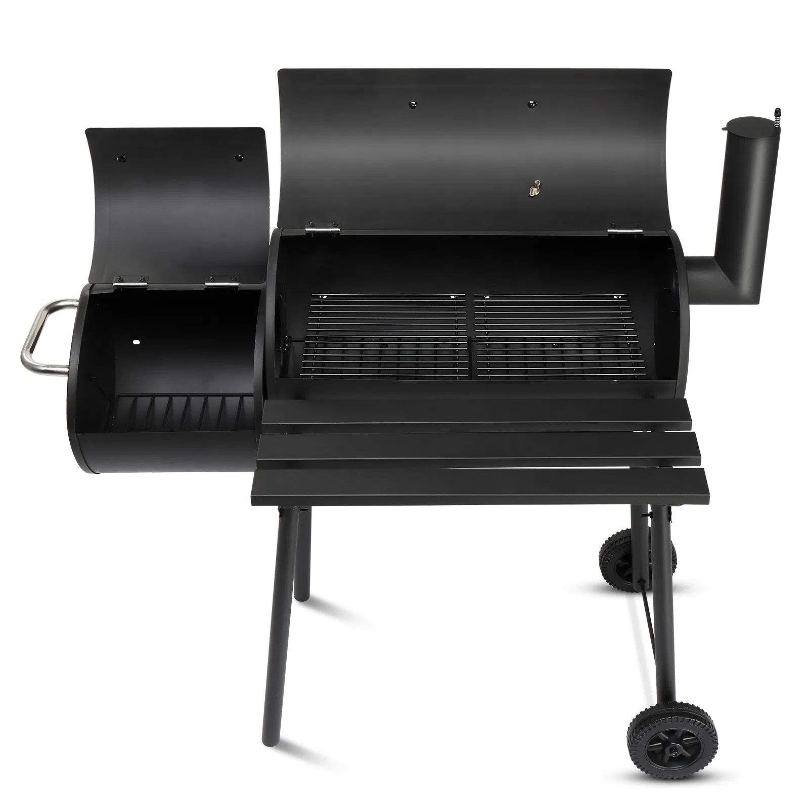 Barrel Charcoal Grill with Offset Smoker, All Metal Outdoor Smoker with Side Table and Wheels for Outdoor Garden Patio and Backyard Cooking photo 5