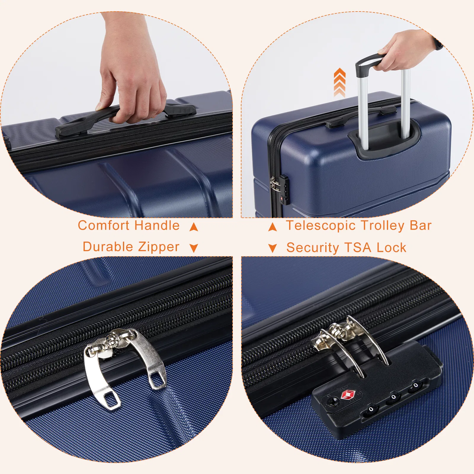 Carry-On Luggage, Hard Shell ABS Suitcase with Double Spinner Wheels, Lightweight Expandable Rolling Luggage with TSA Lock photo 2