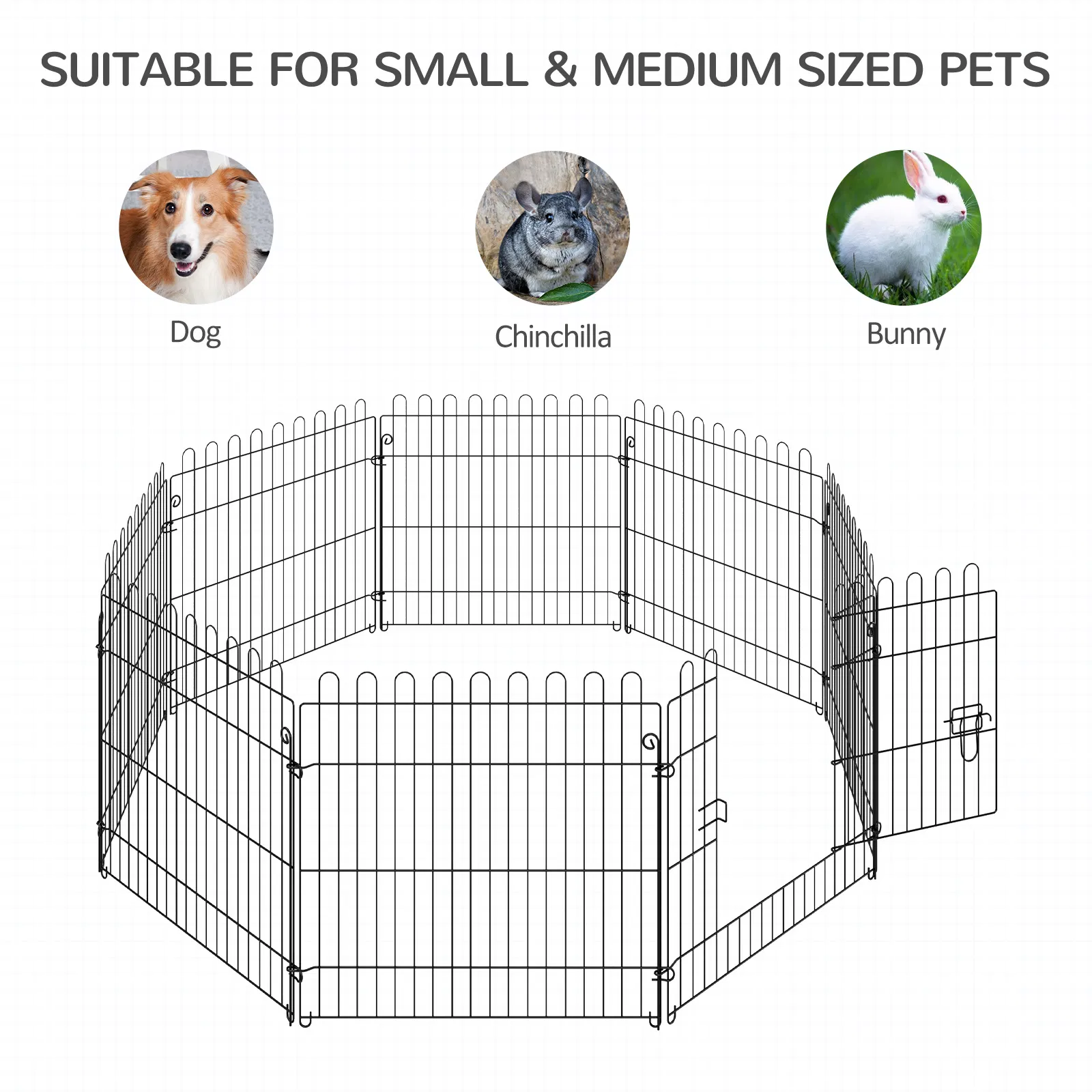 24inch 8-Panel Dog Playpen Octagon Pet Exercise Playpen Crate Foldable Dog Cage Pen Puppy Kennel, Black photo 5