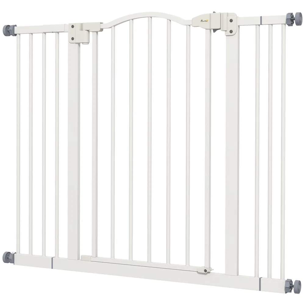 Extra Tall Dog Gate with Door, Pressure Fit, Auto Close, Double Locking for Doorways Hallways Stairs, 29"-39", White photo 7