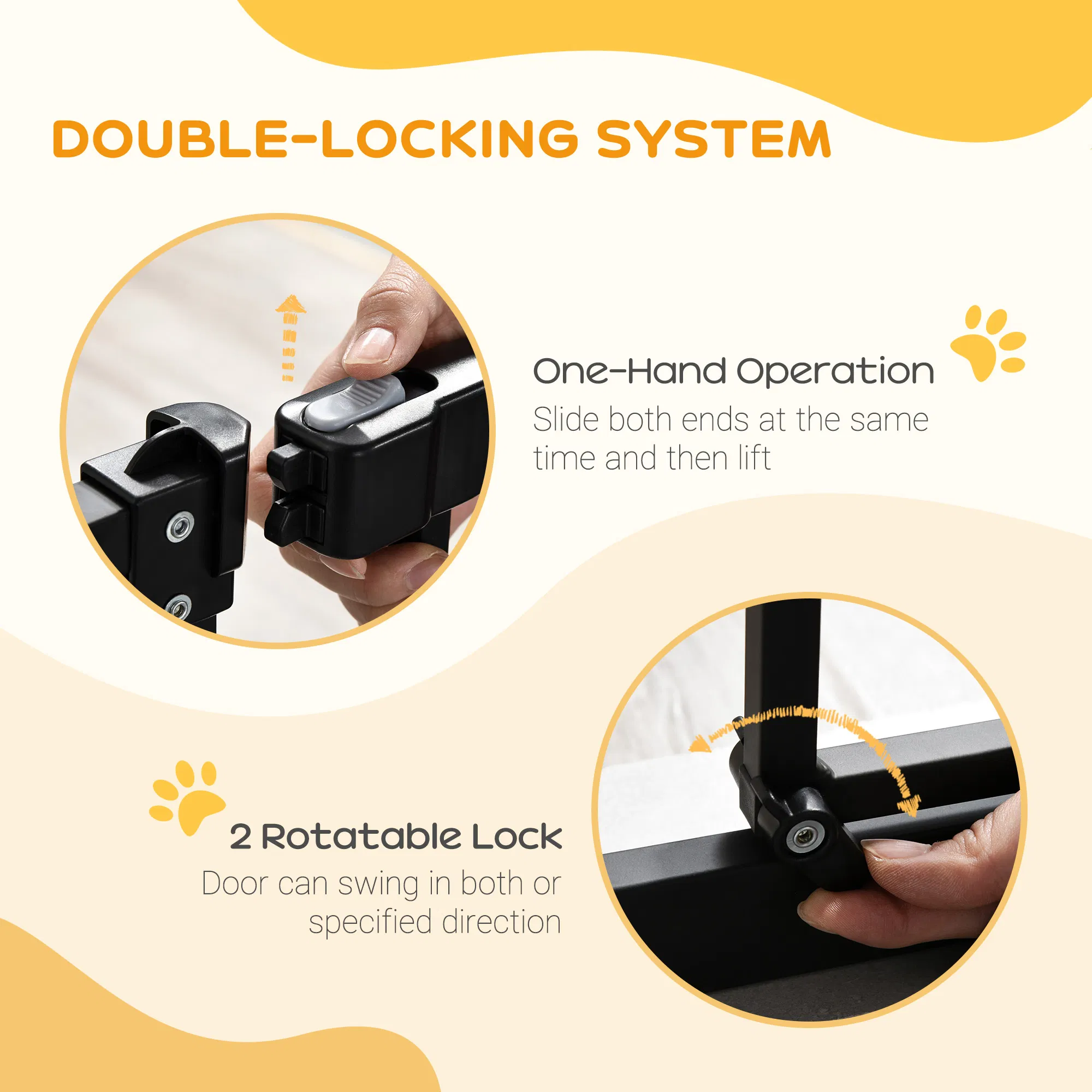 Extra Tall Dog Gate with Door, Pressure Fit, Auto Close, Double Locking for Doorways Hallways Stairs, 29"-32", Black photo 6