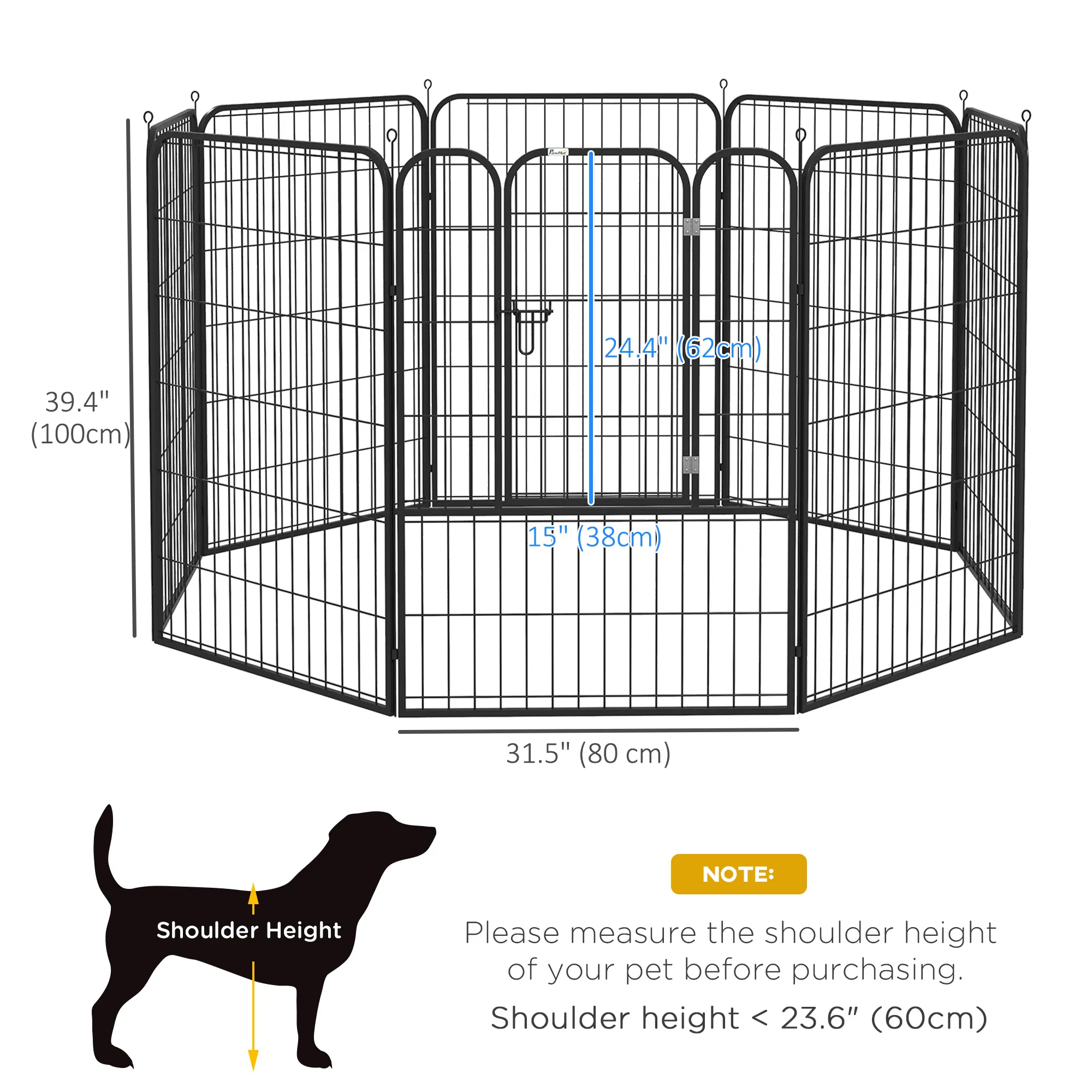 8 Panel Pet Playpen Play Yard Fence Home DIY Heavy-Duty Metal Foldable Indoor Outdoor 39"H photo 3