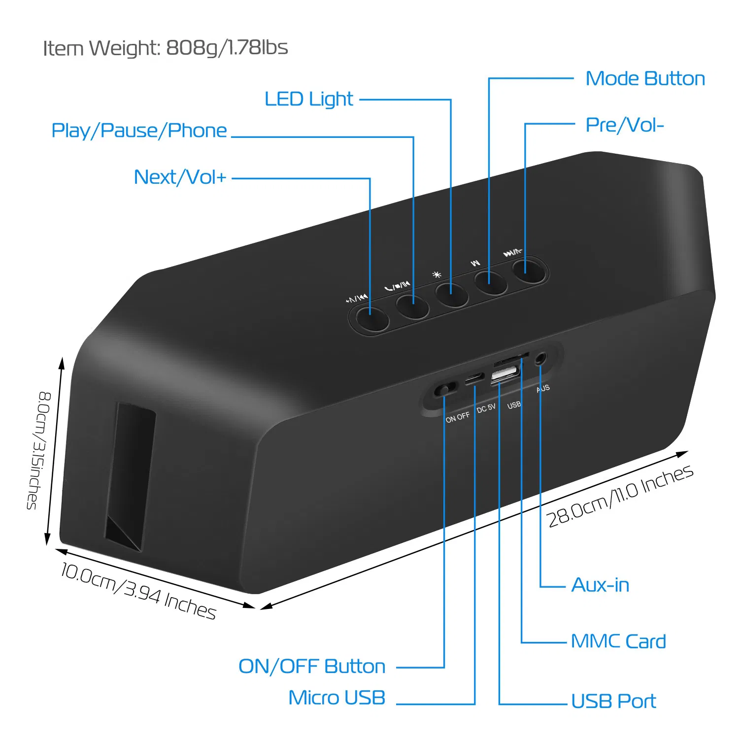 LED Wireless Speaker Dynamic Multicolor Hands-free FM Radio USB MMC Reading Aux In for Party Camping Travel photo 3