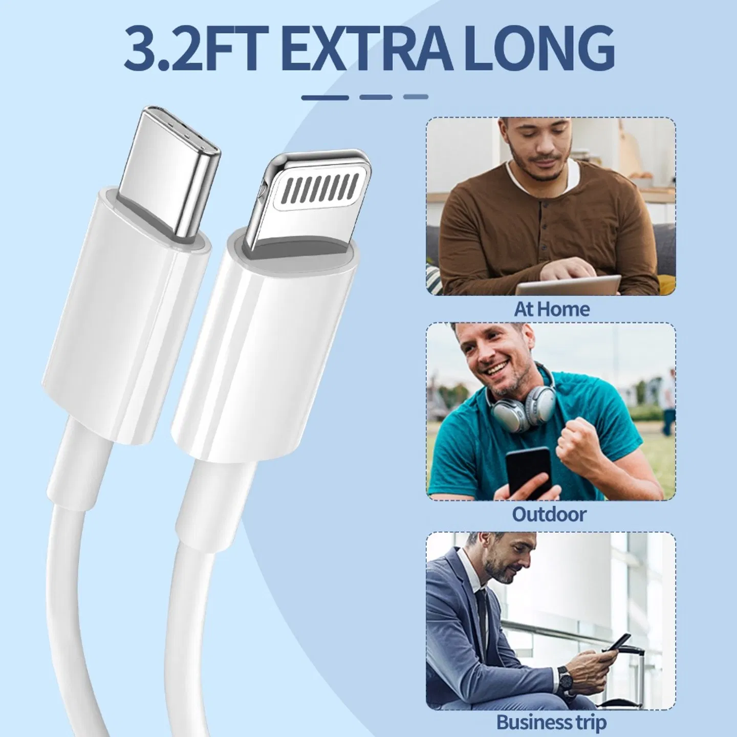 Type C - C TypeC data cable, 60W fast charging data cable (3A) - 1.5 meters white USB-C to USB-C PD fast charging cable | Compatible with i compatible iPhone, Android devices, iPad, etc. - Durable photo 5