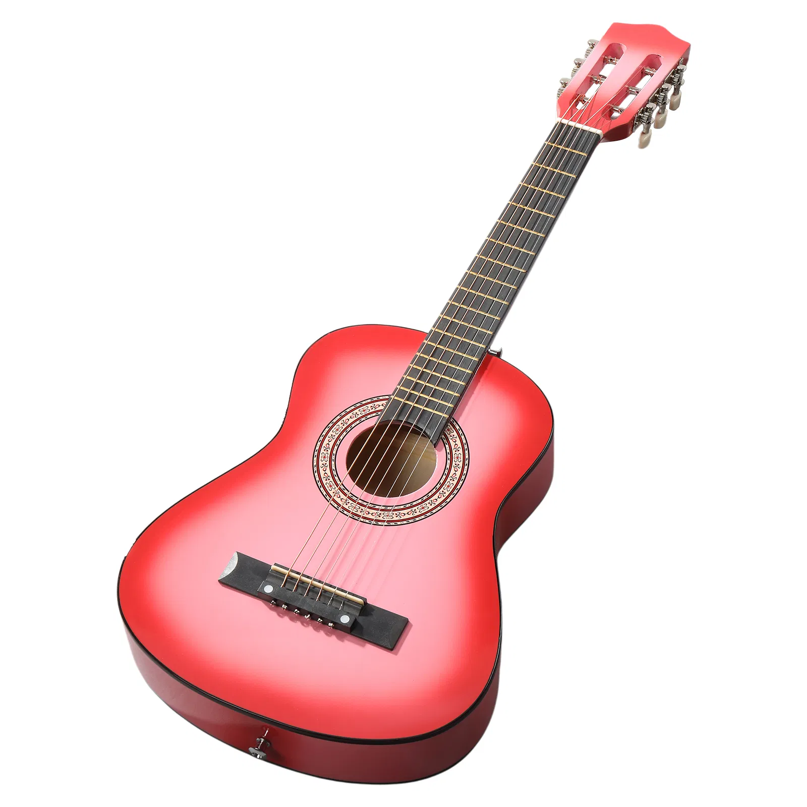 Pink 30-inch acoustic guitar with pick, strings, capo, gig bag, tuner and shoulder strap photo 2