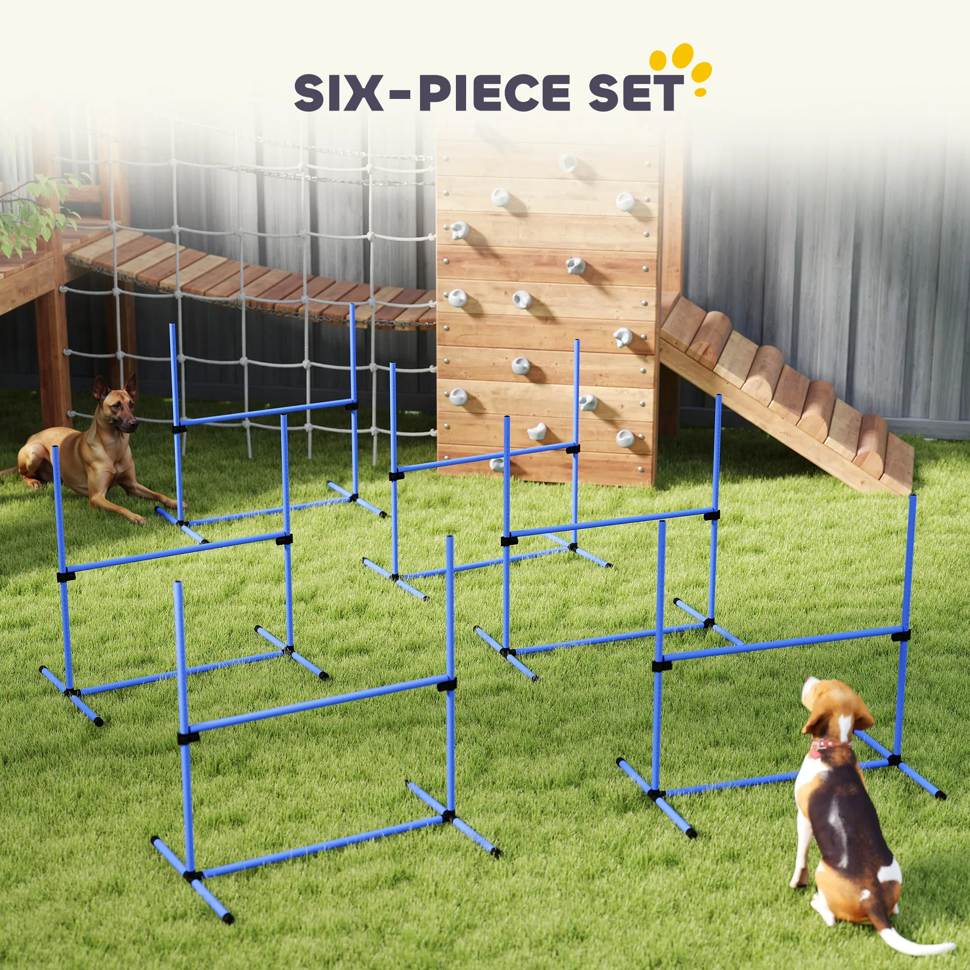 Set of 6 Dog Agility Training Equipment Adjustable Jump Bar Pet Exercise Kit with Carrying Bag (Blue) photo 4