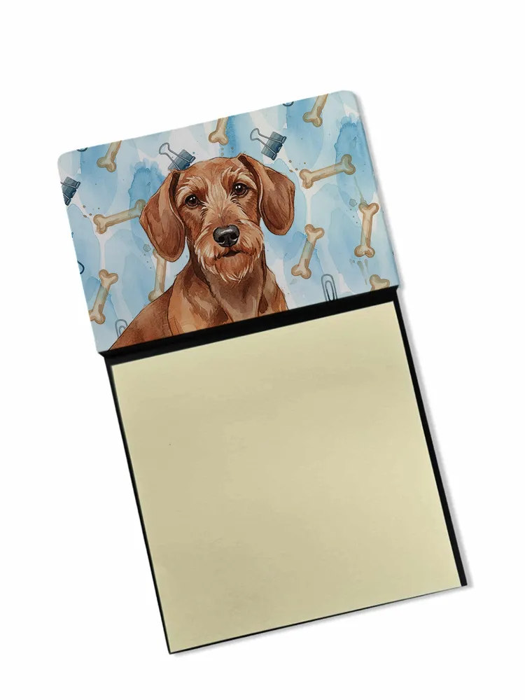 Wirehaired Red Dachshund Coworker Watercolor Sticky Note Holder Refillable Dispenser Desk Accessory 3x3 Pad Gift photo 8