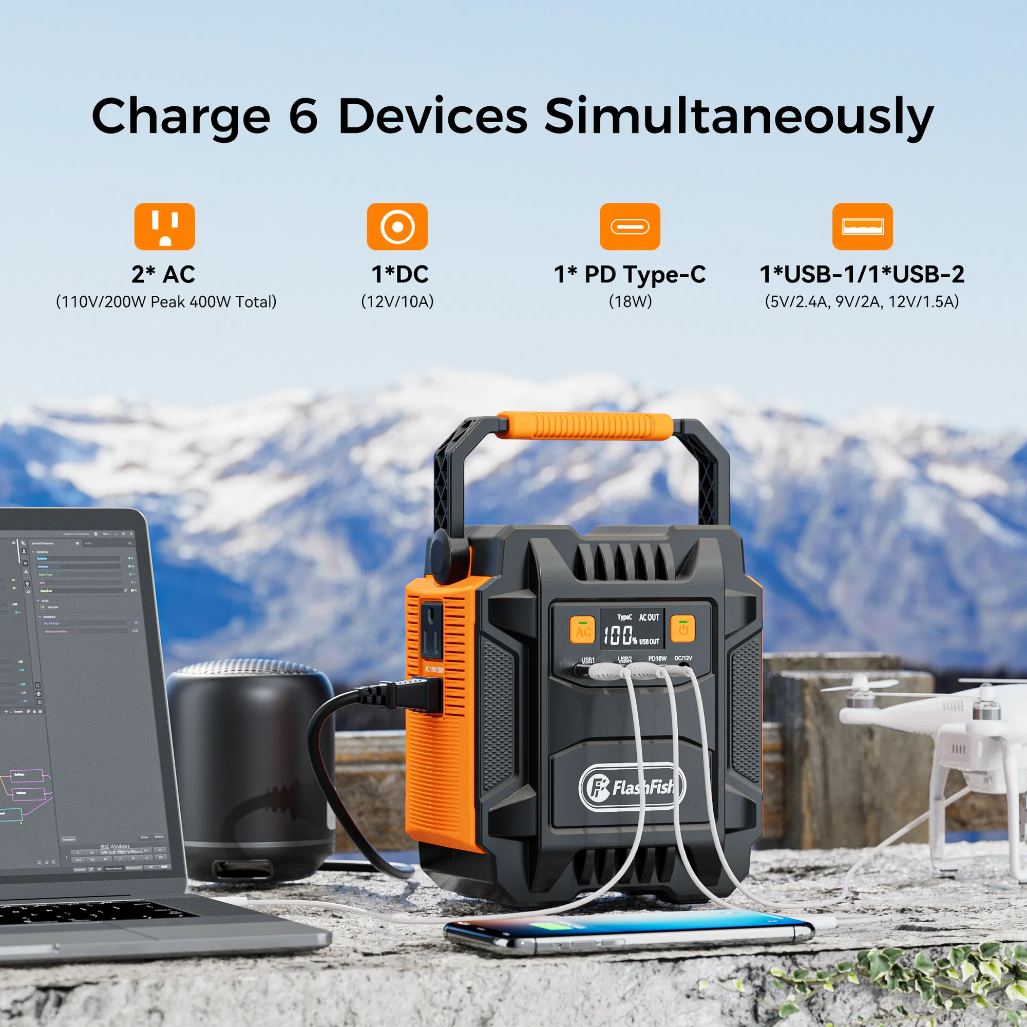 200W (Peak 400W) Portable Power Station,Power Backup Lithium Battery 172.8Wh Power Supply withAC Outlet DC Port USB QC3.0 Solar Portable Generator for Gift Home Outdoor Camping | Emergency photo 2