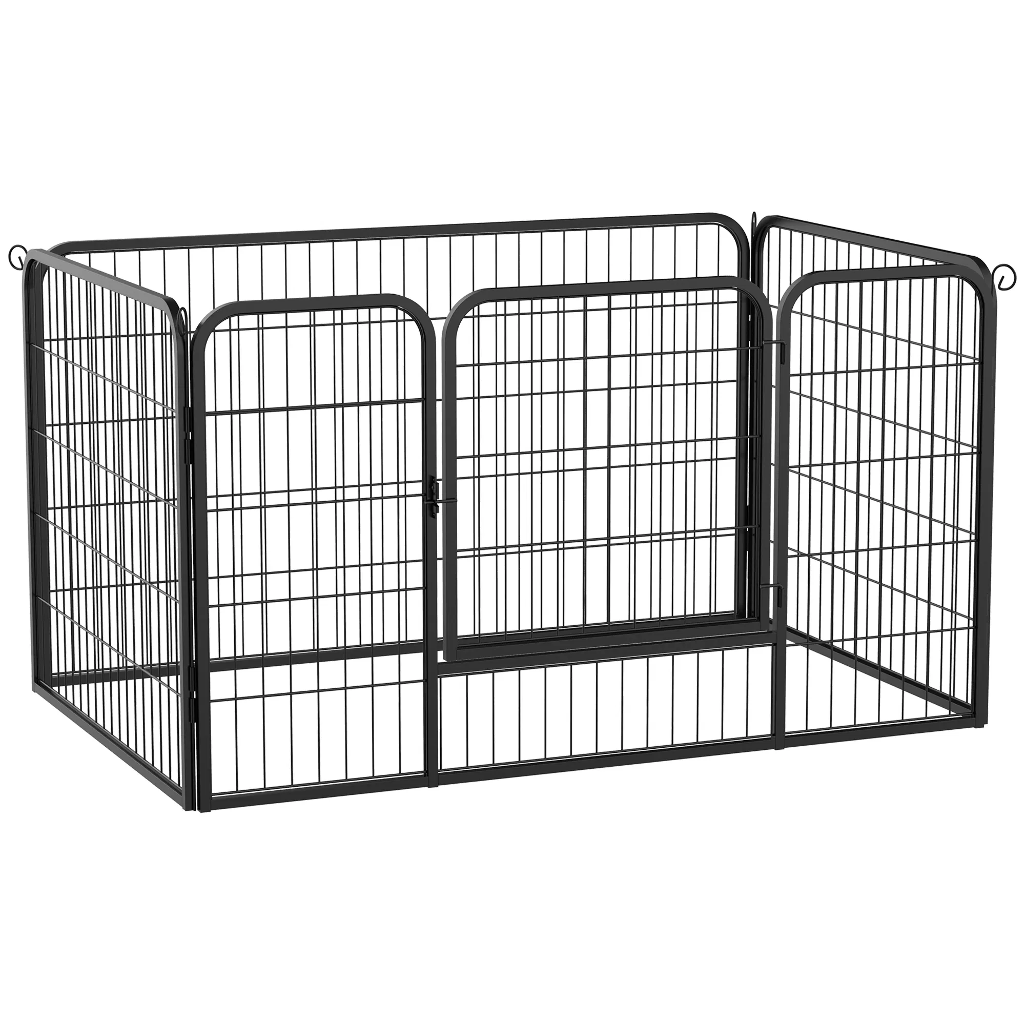 32"W 4-Panel Metal Dog Pen Exercise Pet Playpen Dog Indoor/Outdoor Fence, Black photo 1