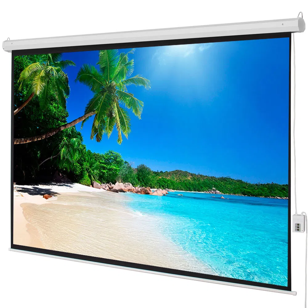 100" 4:3 80" x 60" Viewing Area Motorized Projector Screen with Remote Control Matte White photo 1