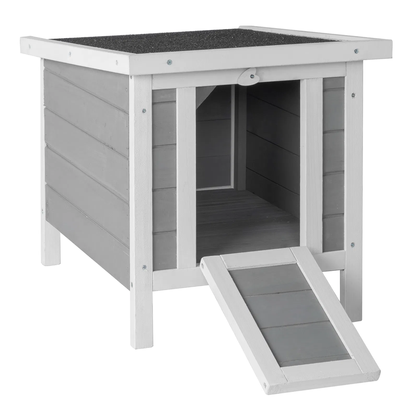 20" Wooden Waterproof Rabbit Hutch Pet Bunny Small Animal House Habitat Gray photo 4