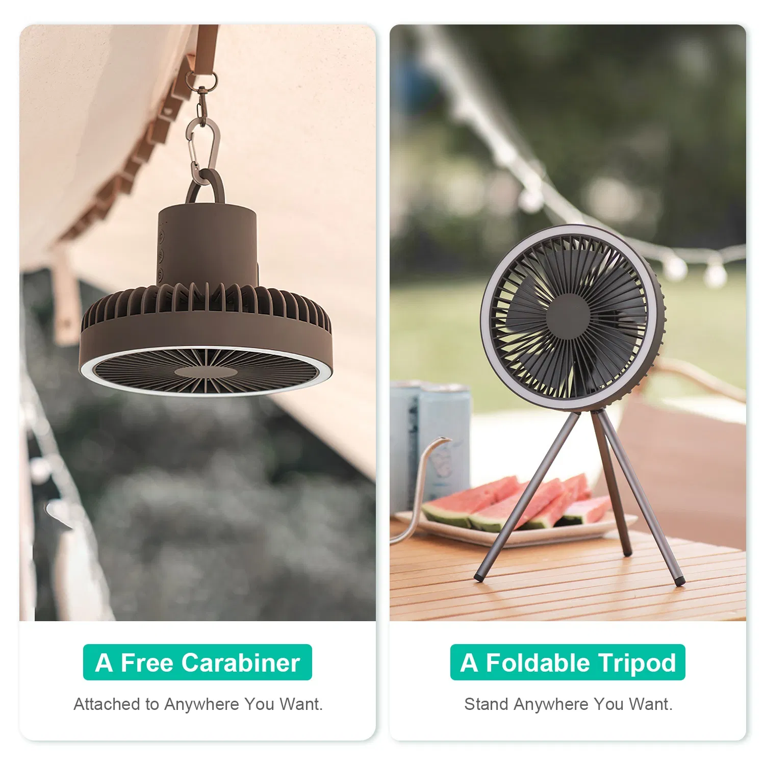 Camping Fan with Lantern 10000mAh Rechargeable Battery Powered Portable Tripod Fan for Tent with Hanging Hook photo 4