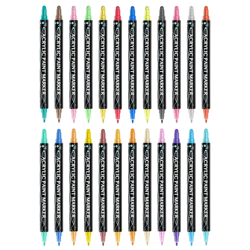 24/48 Colors Dual Tip Acrylic Paint Markers Set, Water-Based Paint Pens with Fine & Broad Tips, Quick-Dry Waterproof Art Markers for Rock Painting, Wood, Glass, Fabric, Ceramic, Canvas & DIY Crafts photo 7