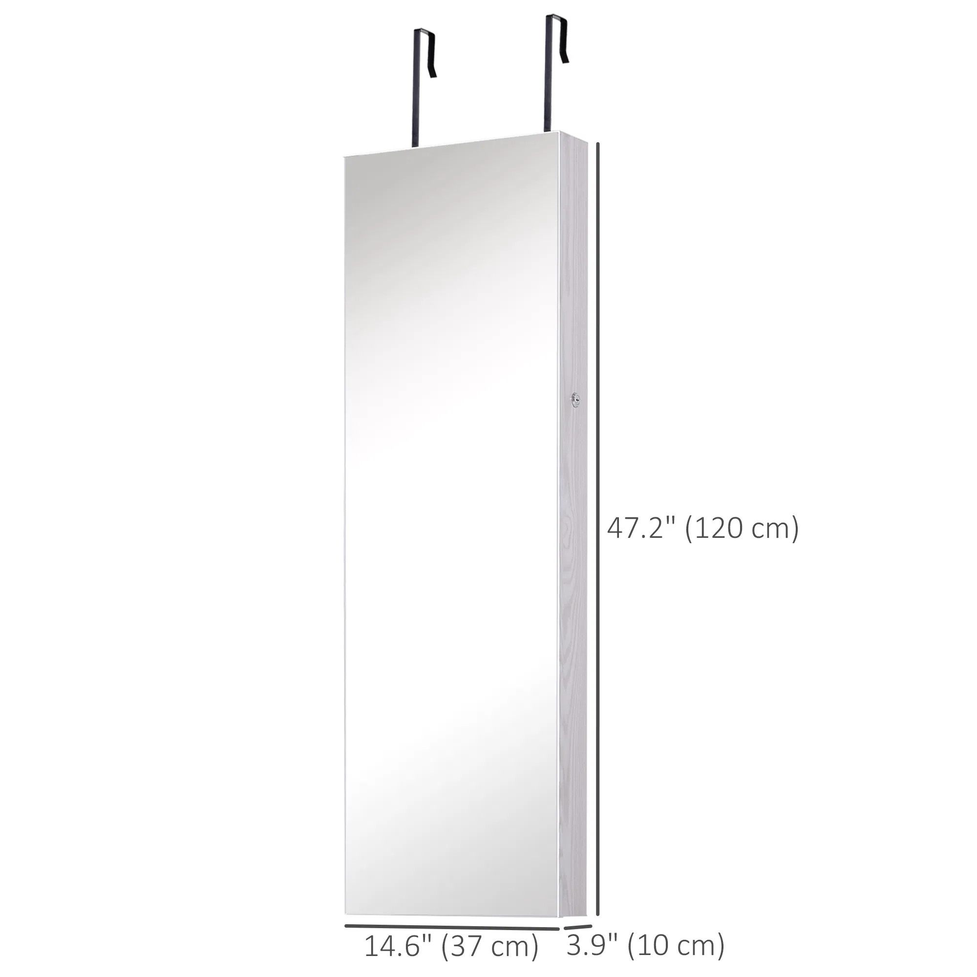 LED Lighted Mirror Jewelry Cabinet Wall Door Mounted Storage Organizer Armoire Wood Grain Gray photo 6