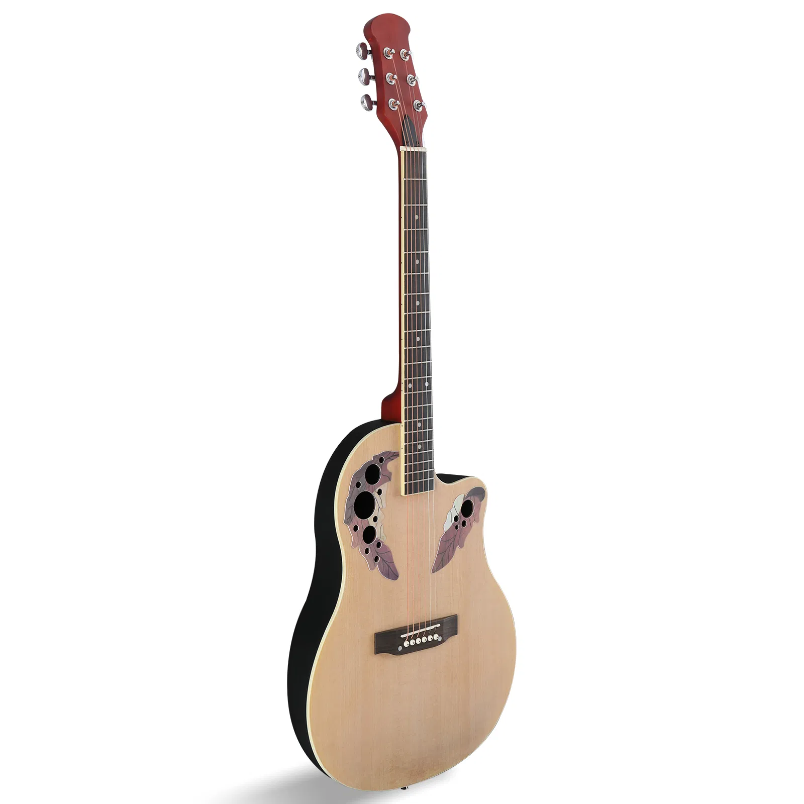 41 inch Cutawary Round Back Acoustic Guitar Spruce Top Grape Hole Burlywood photo 1
