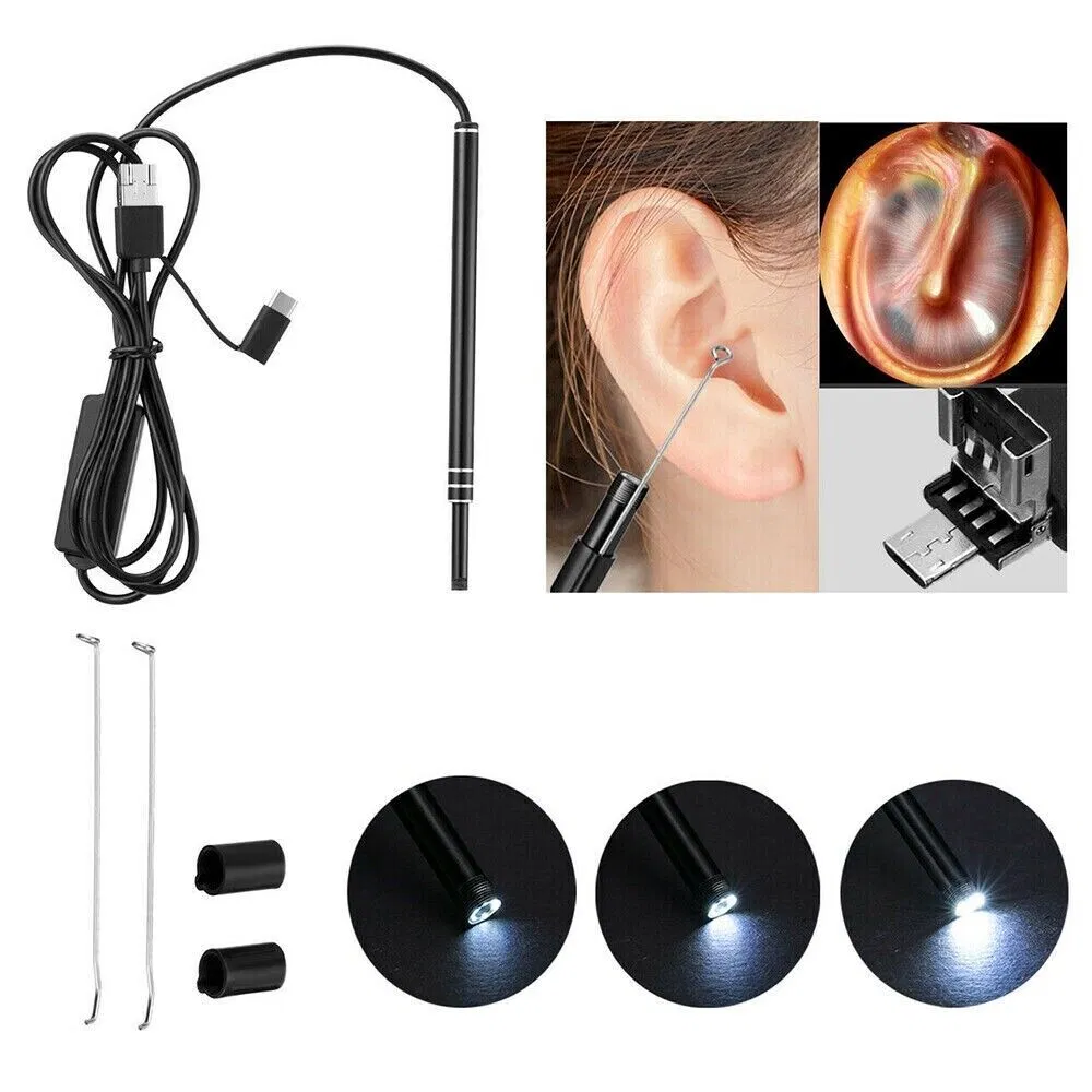 HD LED Ear Endoscope Otoscope Camera Wax Pick Cleaning Tool Cleaner Removal Kit photo 7
