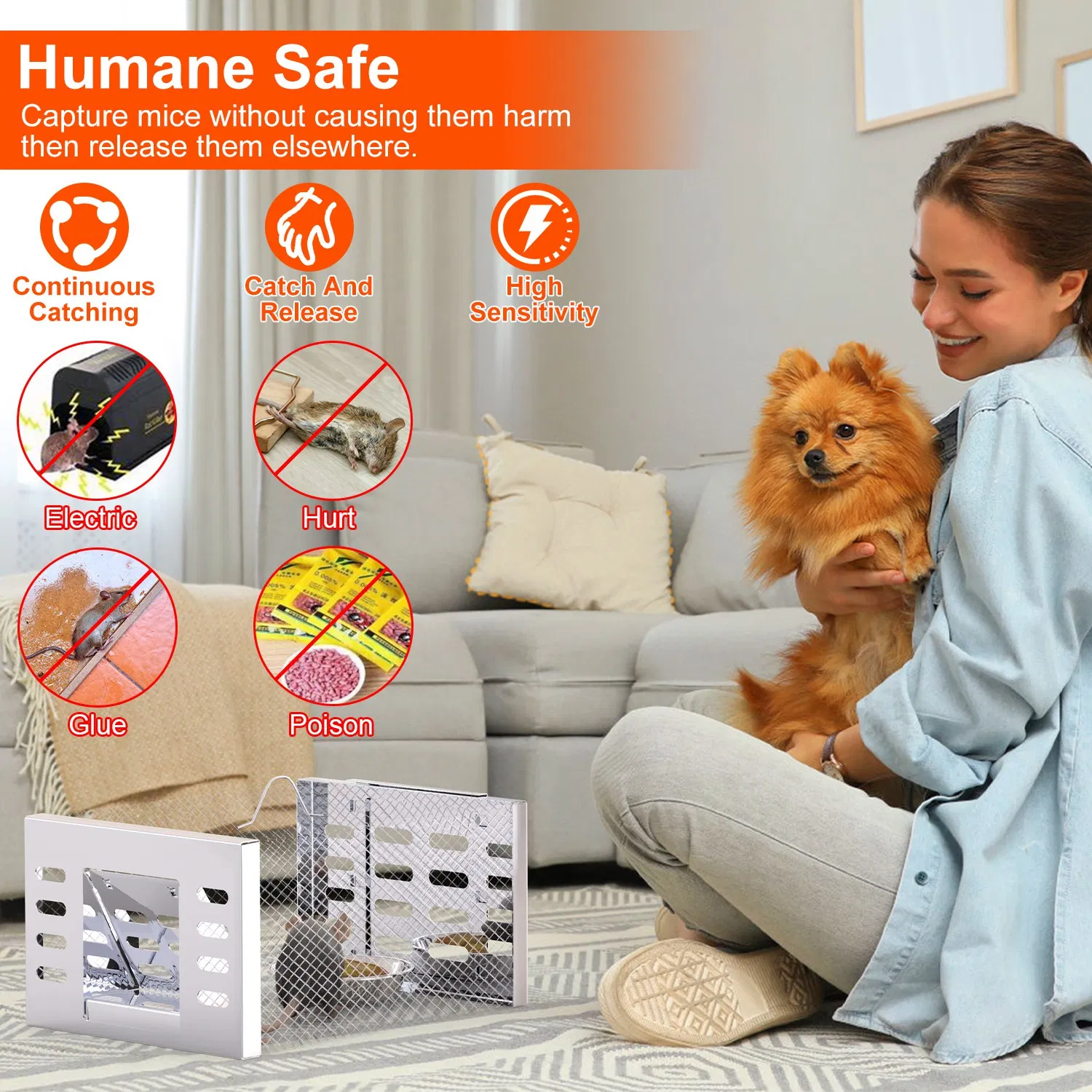 2Pcs Humane Rat Trap Catch and Release Live Mouse Cage Traps with Automatic Continuous Cycle Trapping for Chipmunk Rodent Mouse Small Animals photo 3