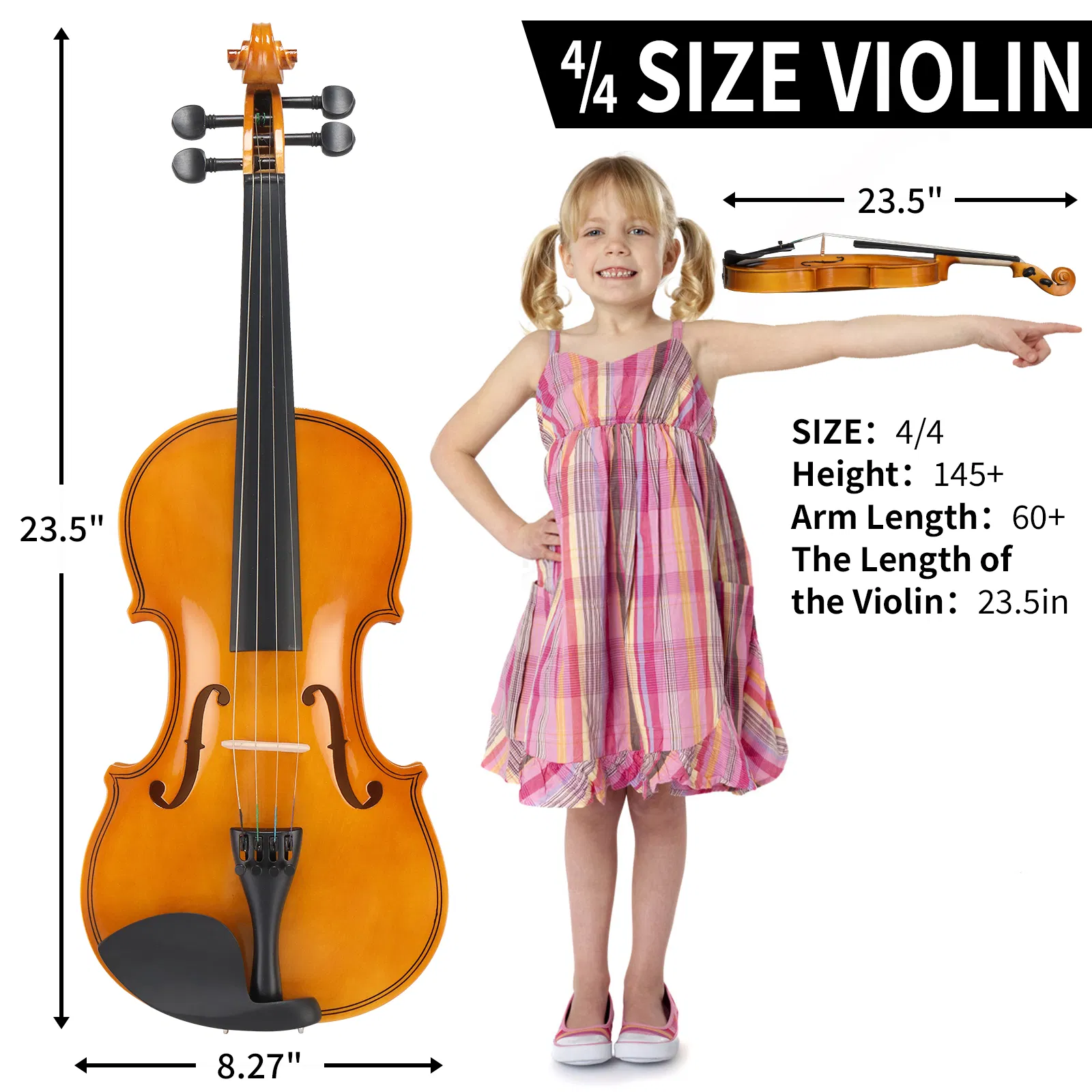[Do Not Sell on AmazonFull Size 4/4 Violin Set for Adults Beginners Students with Hard Case,Violin Bow,Shoulder Rest,Rosin,Extra Strings and Sordine photo 7