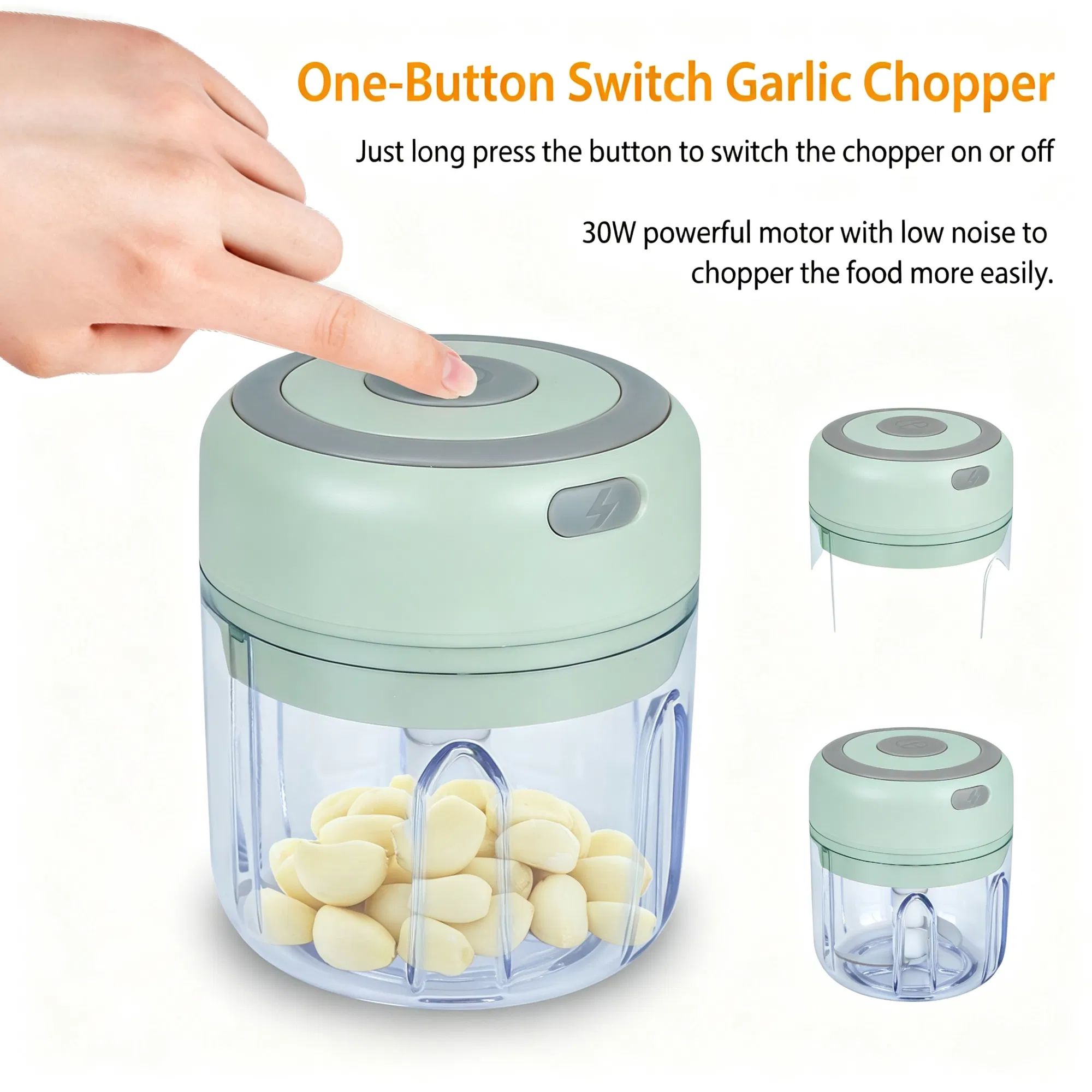 Portable Mini Electric Garlic Chopper, Rechargeable Small Food Processor with 304 Stainless Steel Blade, Detachable Design for Chopping Vegetable, Meat & Seasonings photo 6