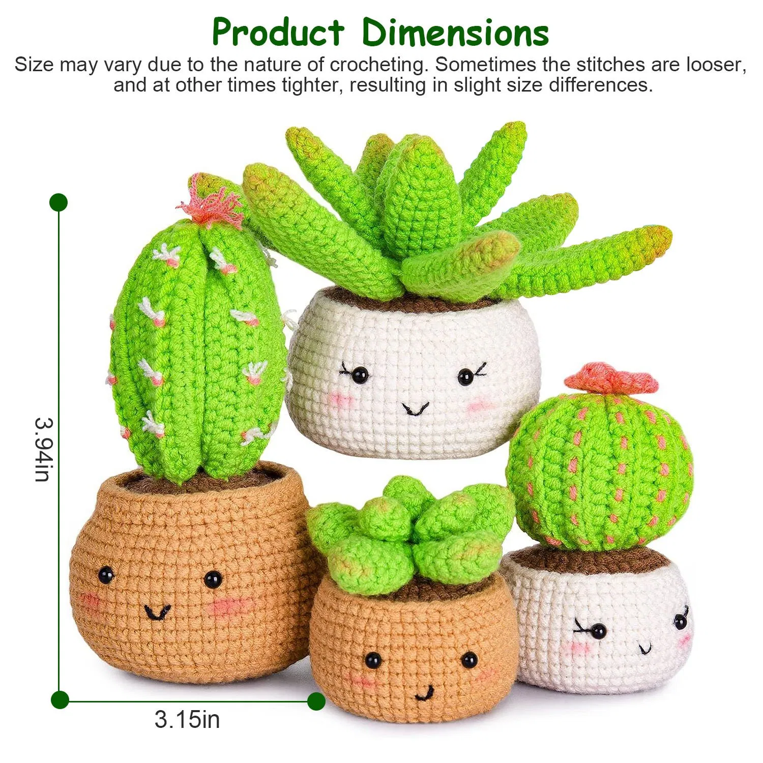 Succulents Crochet Kit Crochet Kit For Beginners DIY Knitting Supplies for Kids Adults 4 Patterns photo 8