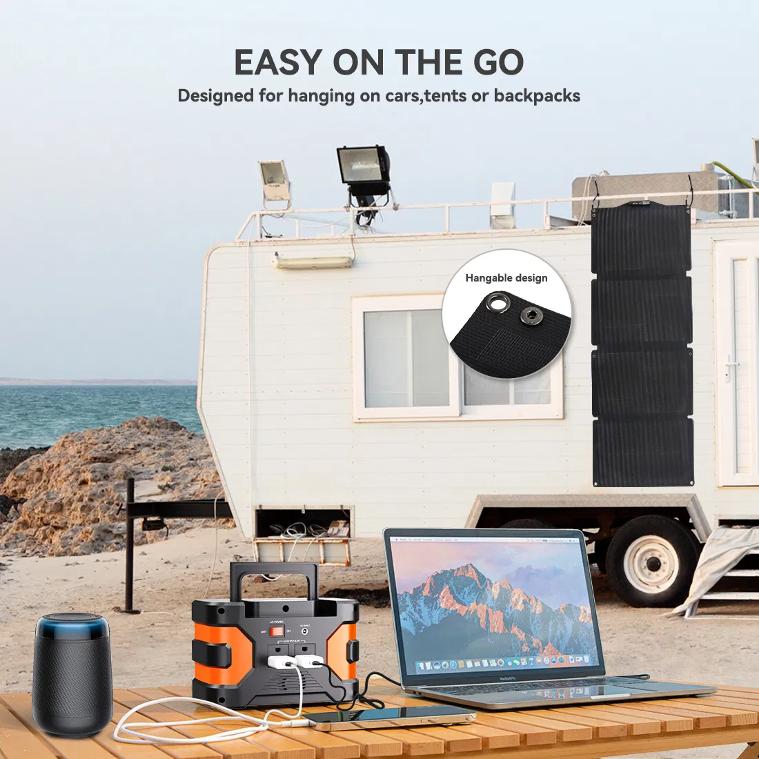 150W Portable Power Station&60W Solar Panel;  FlashFish 45000mAh Solar Generator with 60W 18V ETFE Portable Solar Panel;  Flashfish Foldable Solar Charger photo 5