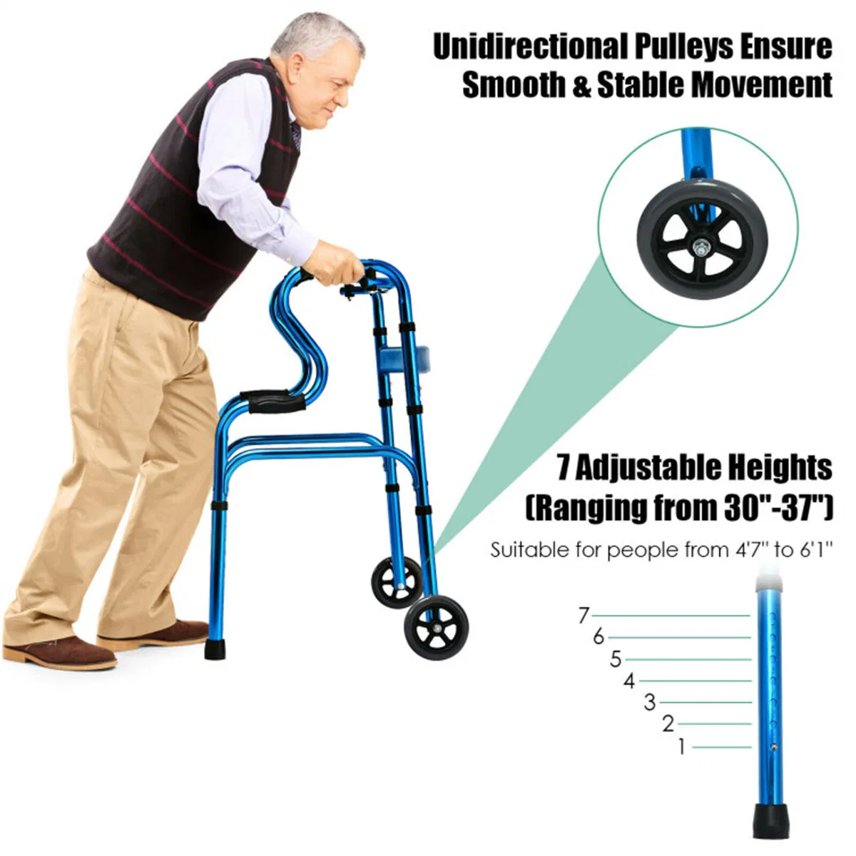Blue walking aid foldable photo 7