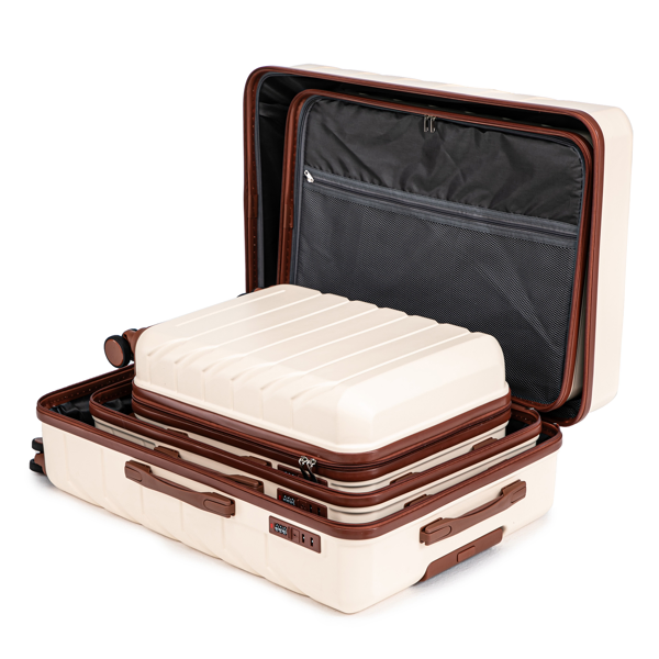 3 in 1 ABS&PC Trolley Box 20in 24in 28in Trolley Box Iron Tie Rod ABSPC Alloy Beige photo 8