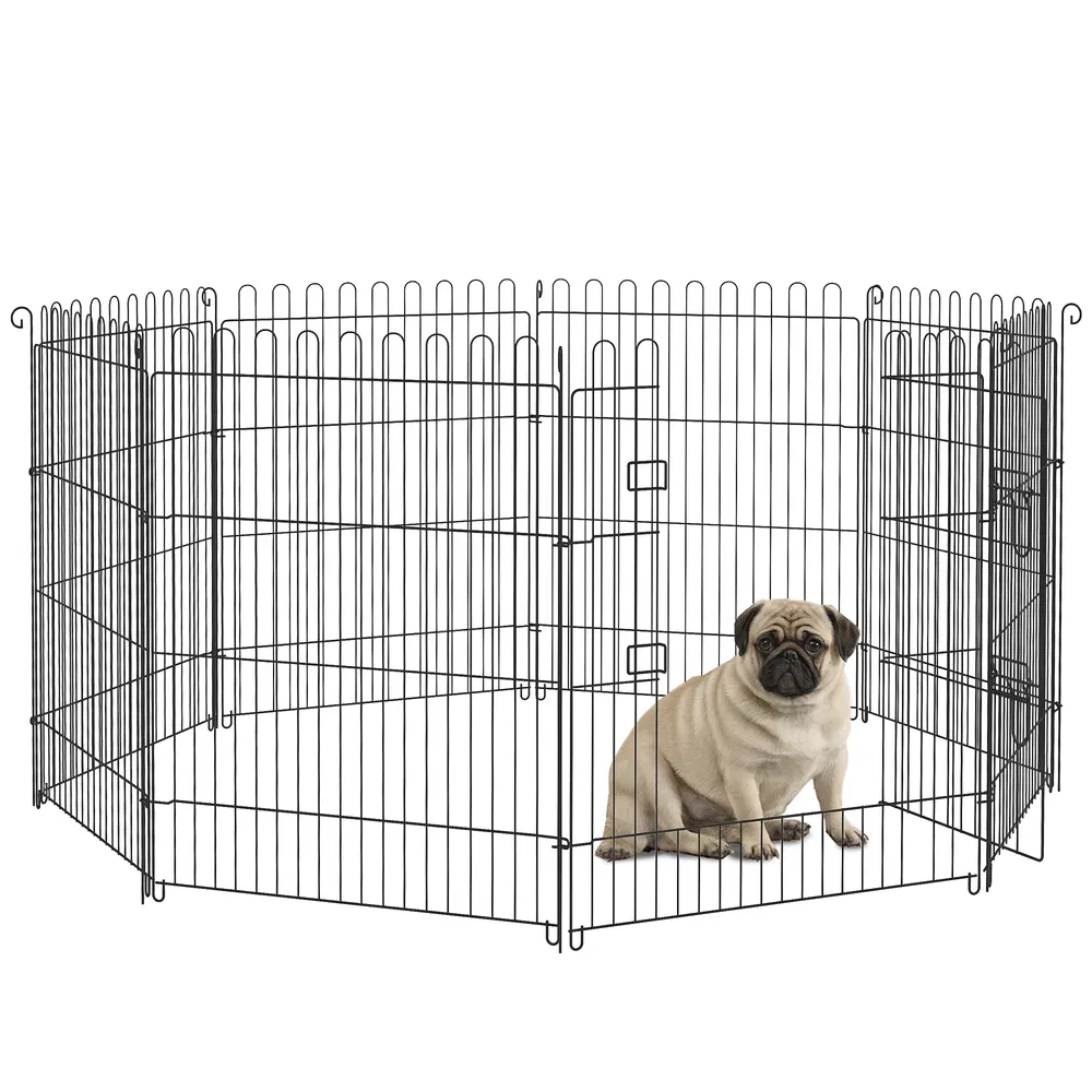 30inch 8-Panel Octagon Pet Exercise Playpen Crate Foldable Dog Cage Pen Puppy Kennel, Black photo 7