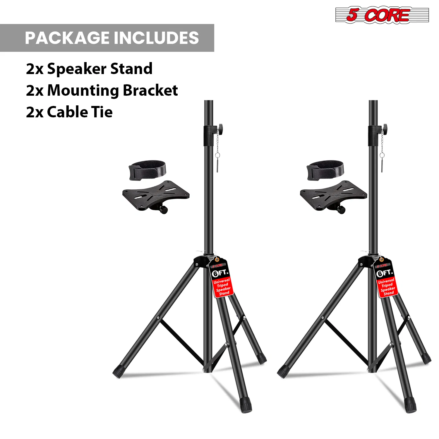 5 Core Speaker Stand 2Pcs Tripod Floor Tall Adjustable Up to 72 Inch DJ Studio Monitor Stands Pole Mount photo 4