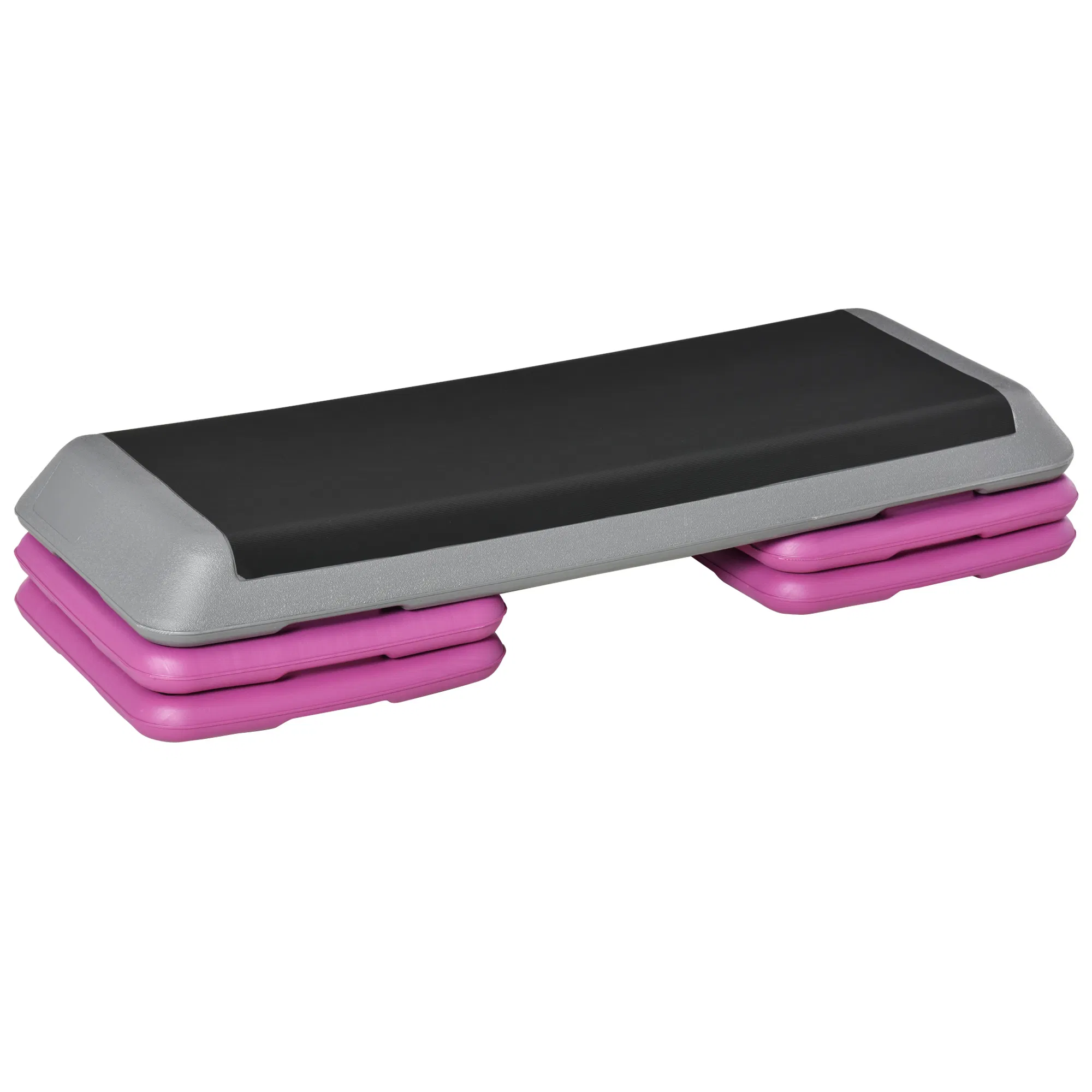 43" Adjustable Aerobic Platform Stepper 3 Level with Risers 4' 6' 8' Cardio Fitness Trainer Workout Step Home Gym Exercise, Black Purple photo 1