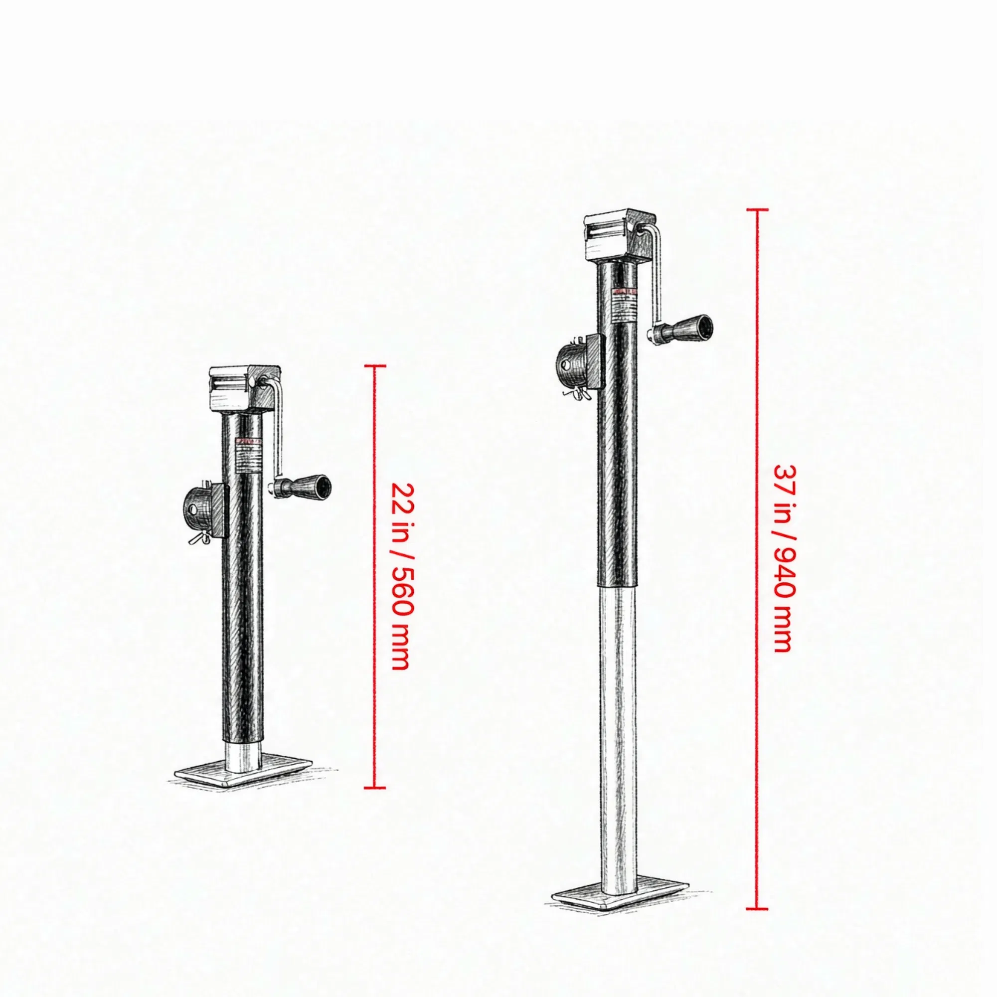 Weld-on Pipe-Mount Swivel Trailer Jack, 15" Vertical Travel for RV & Utility Trailers photo 4