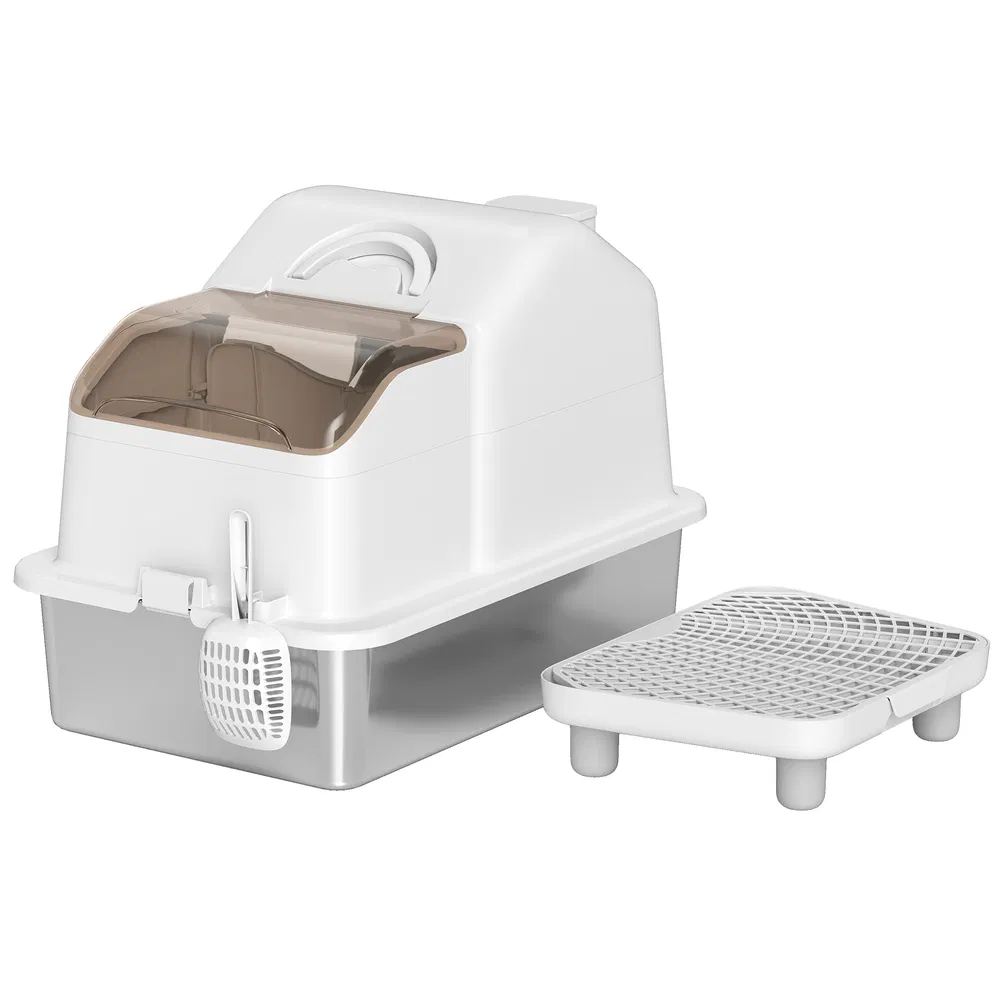 Extra Large Stainless Steel Cat Litter Box w/ High Sided, Removable Lid, Mats, Scoop, Odor Free, Non-Sticky, Leakproof photo 7