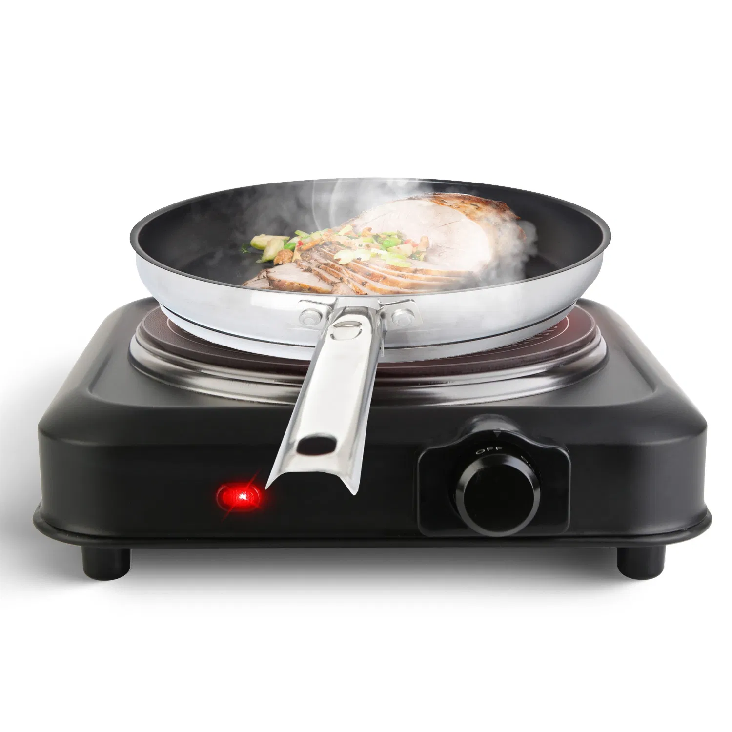 1200W Electric Infrared Single Burner Portable Heating Hot Plate Stove Countertop RV Hotplate with 7.5' Glass Cooktop Stepless Temperature Adjustments for Home RV Camp photo 7