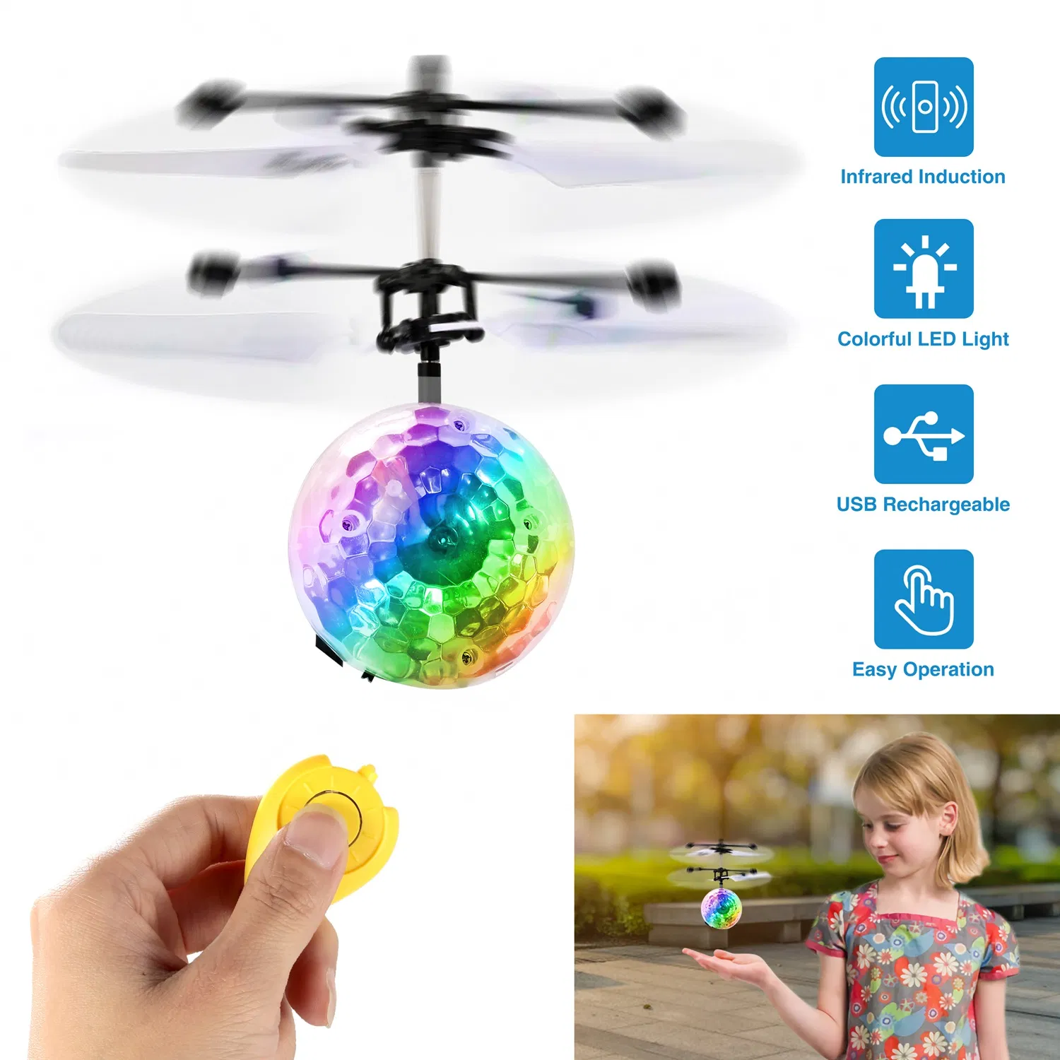 RC Flying Balls Electric Infrared Induction Drone Helicopter Ball LED Light Kids Flying Toy photo 4