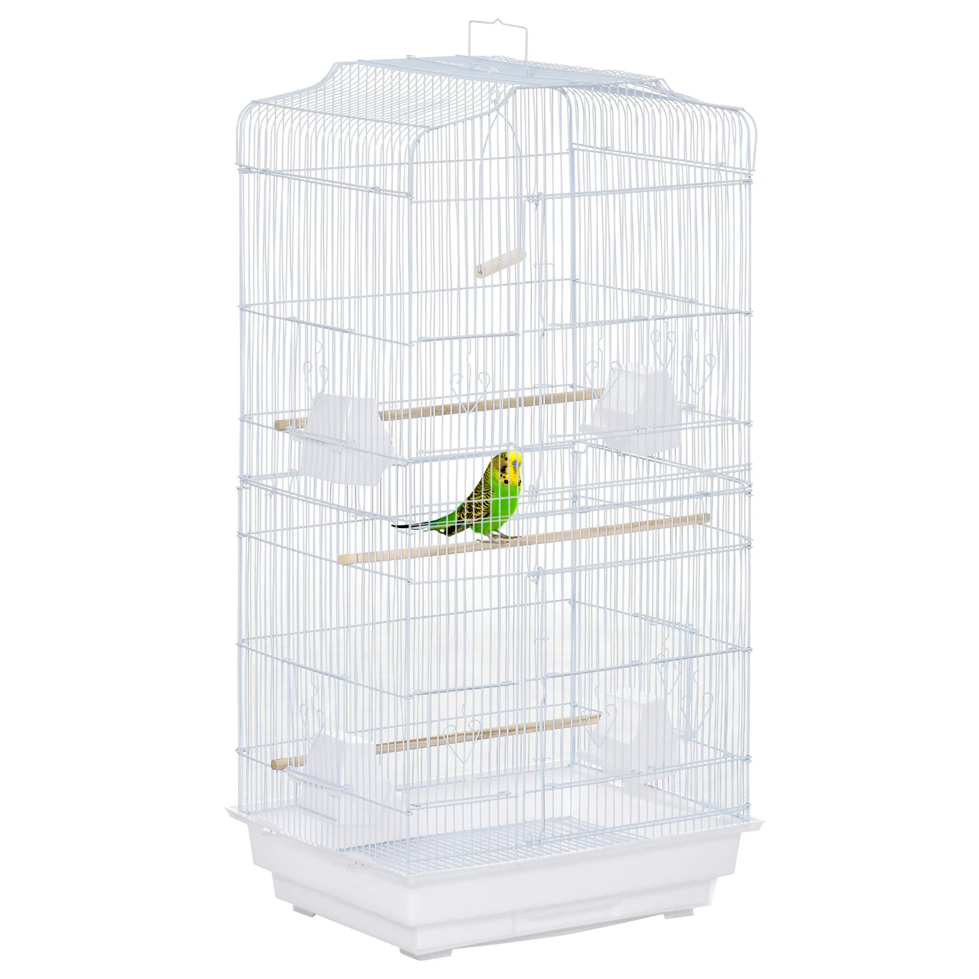 36" Bird Cage, Macaw Play House, Cockatoo, Parrot, Finch Flight Cage, 2 Doors, Perch 4 Feeder Pet Supplies, White photo 1