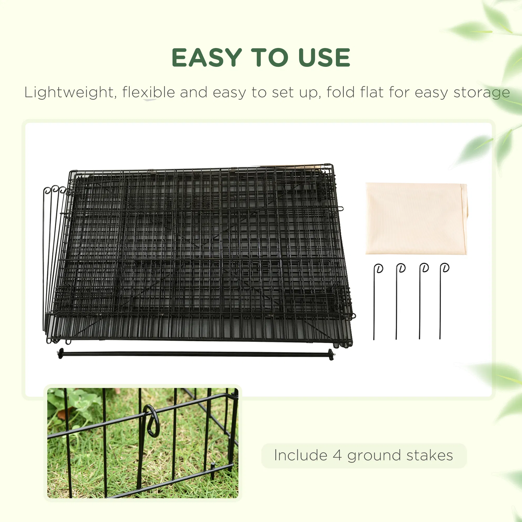 87x41x41-IN Catio Rabbit Guinea Pig Cage Chicken Coop Run, Small Animal Enclousure Outdoor Indoor with Cover and Multiple Doors, Beige photo 2