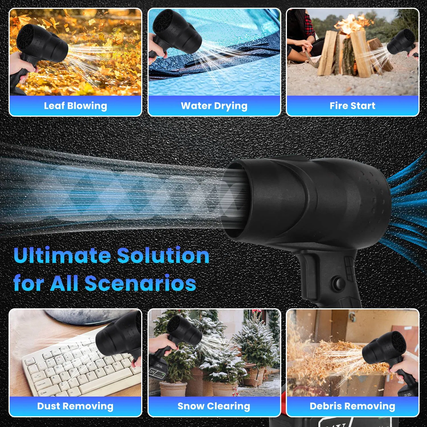 Portable Cordless Mini Blower (with Carrying Case), 130000RPM High Wind Speed & 1000W Motor, Wireless Design for Vehicle/Home/Outdoor Debris/Snow Clearing photo 3