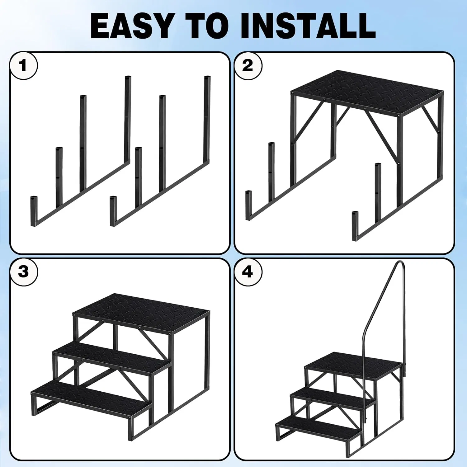 Swimming Pool Ladder Above Ground Pools,3 Step Stool Ladder with Handrails, 440 lb Capacity SPA Steps, Heavy Duty Hot Tub Steps for Home Outdoor, Stairs Deck photo 4