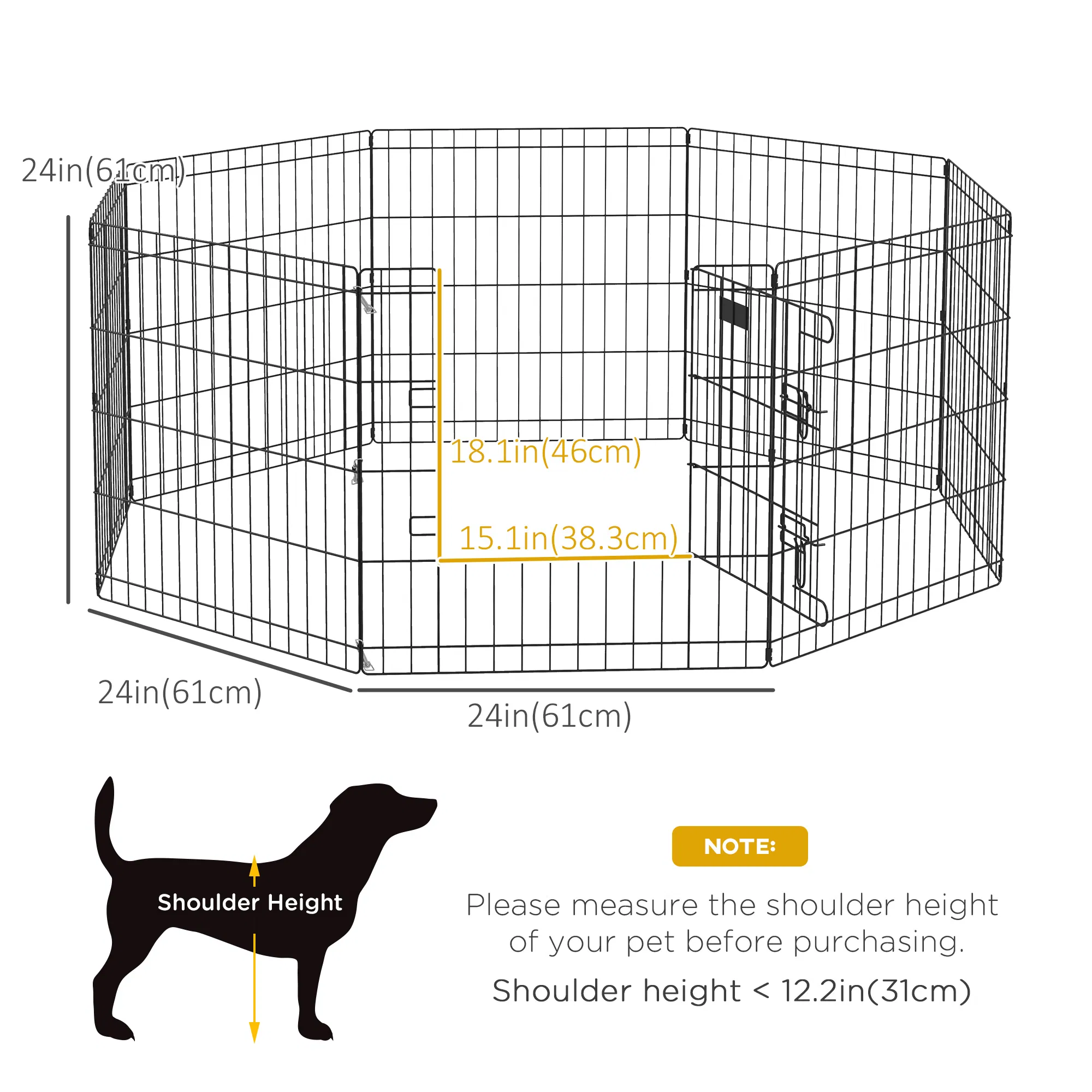 24inch Foldable Metal Exercise Pet Playpen Yard Dog Puppy Kennel Cage 8 Panel photo 3
