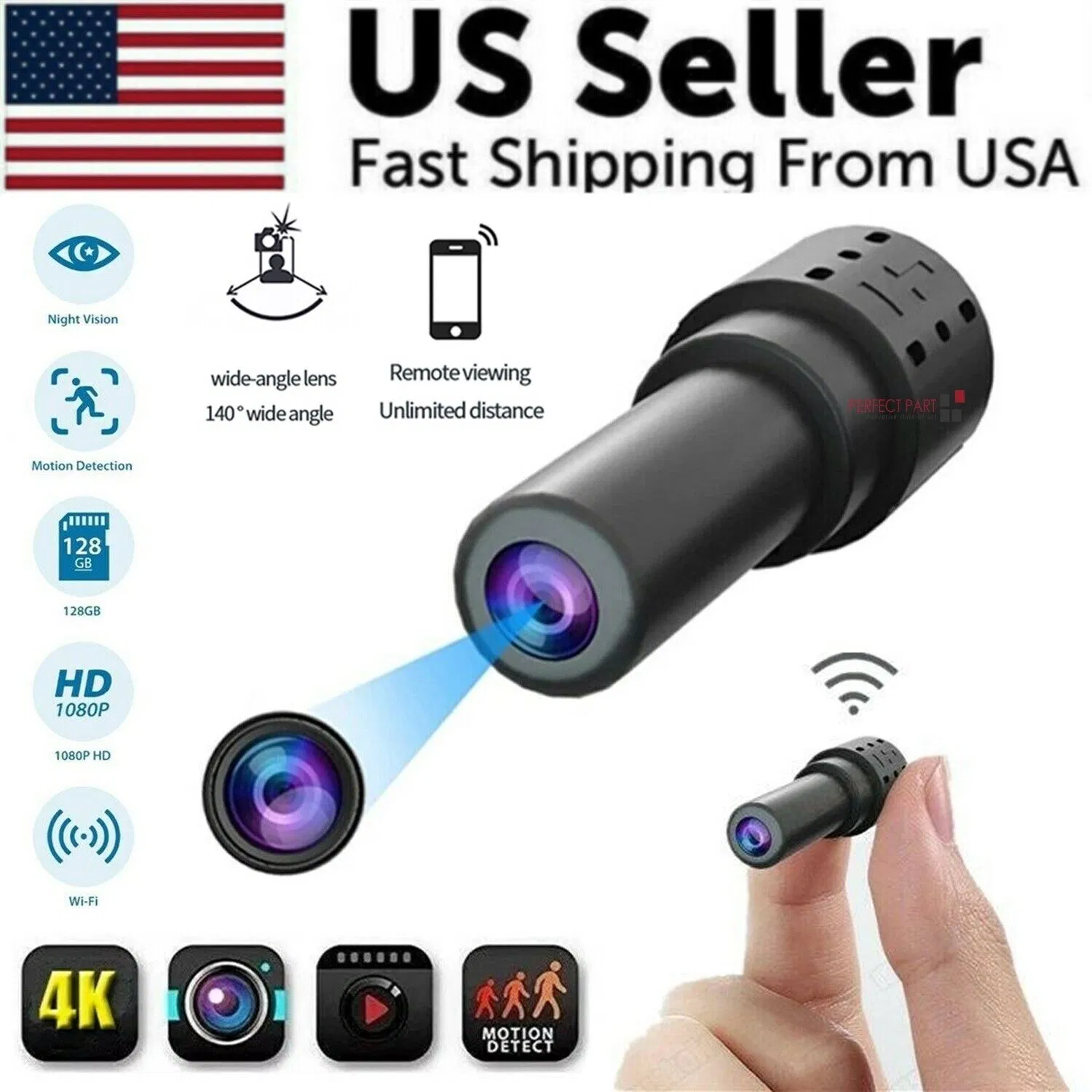 WiFi Wireless Spy 4K Mini Camera Pinhole DIY Hidden HD Screw IP DVR Nanny Cam photo 1