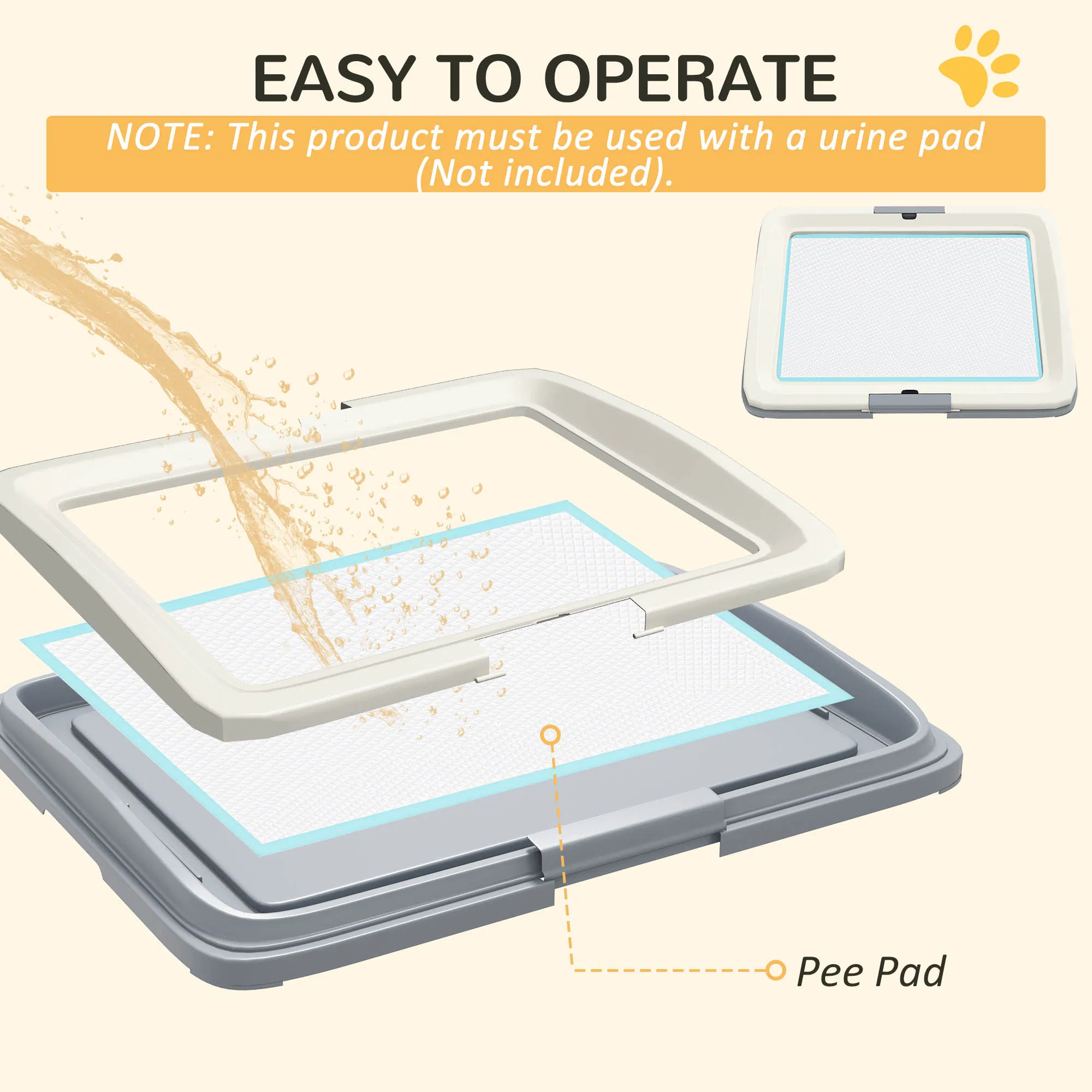 25" x 19" Pee Pad Holder, Dog Potty Tray for Indoor Outdoor, Easy to Clean Dog Training Toilet Pee Pad Tray, Grey photo 4