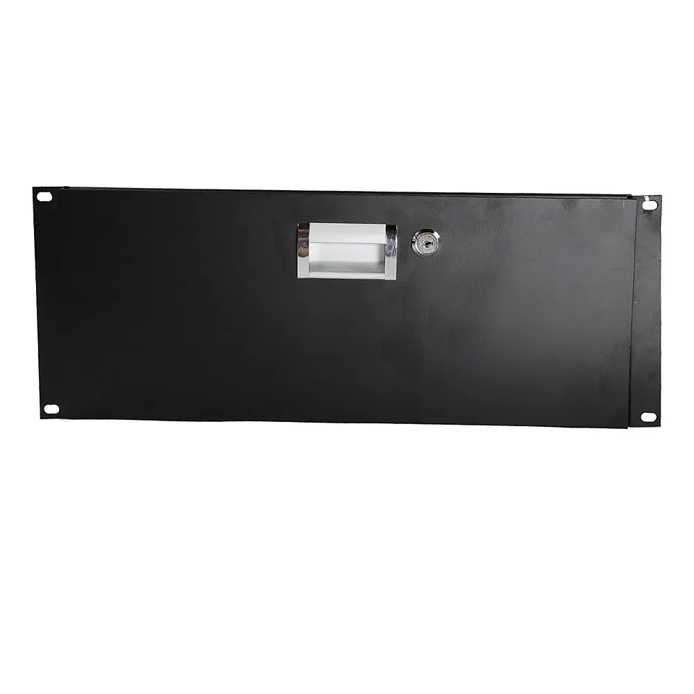 19" 4U Steel Plate DJ Drawer Equipment Cabinet with Keys Black photo 2