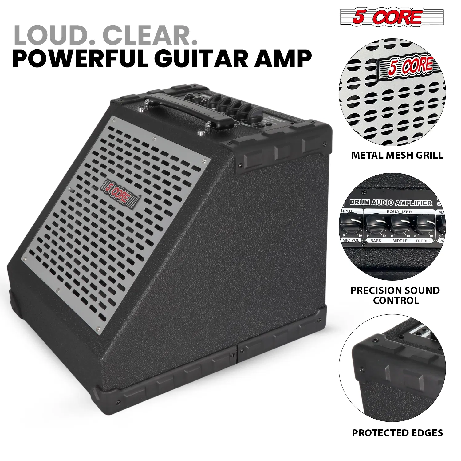 5 Core Electric Drum Amplifier 80W Professional Bluetooth Drumming Amp w 8' Speaker w 3 Band EQ photo 2